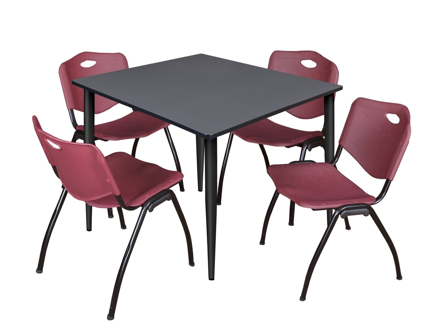 Regency Kahlo 48 in. Square Breakroom Table & 4 M Stack Chairs - SchoolOutlet