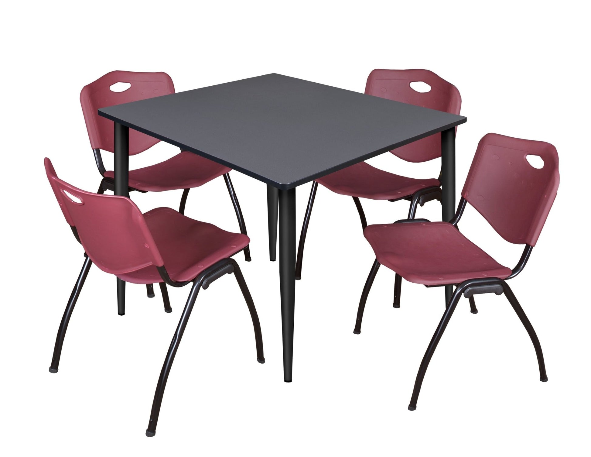 Regency Kahlo 48 in. Square Breakroom Table & 4 M Stack Chairs - SchoolOutlet