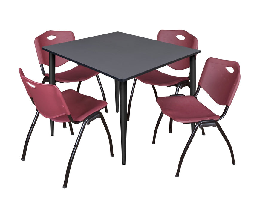 Regency Kahlo 48 in. Square Breakroom Table & 4 M Stack Chairs - SchoolOutlet