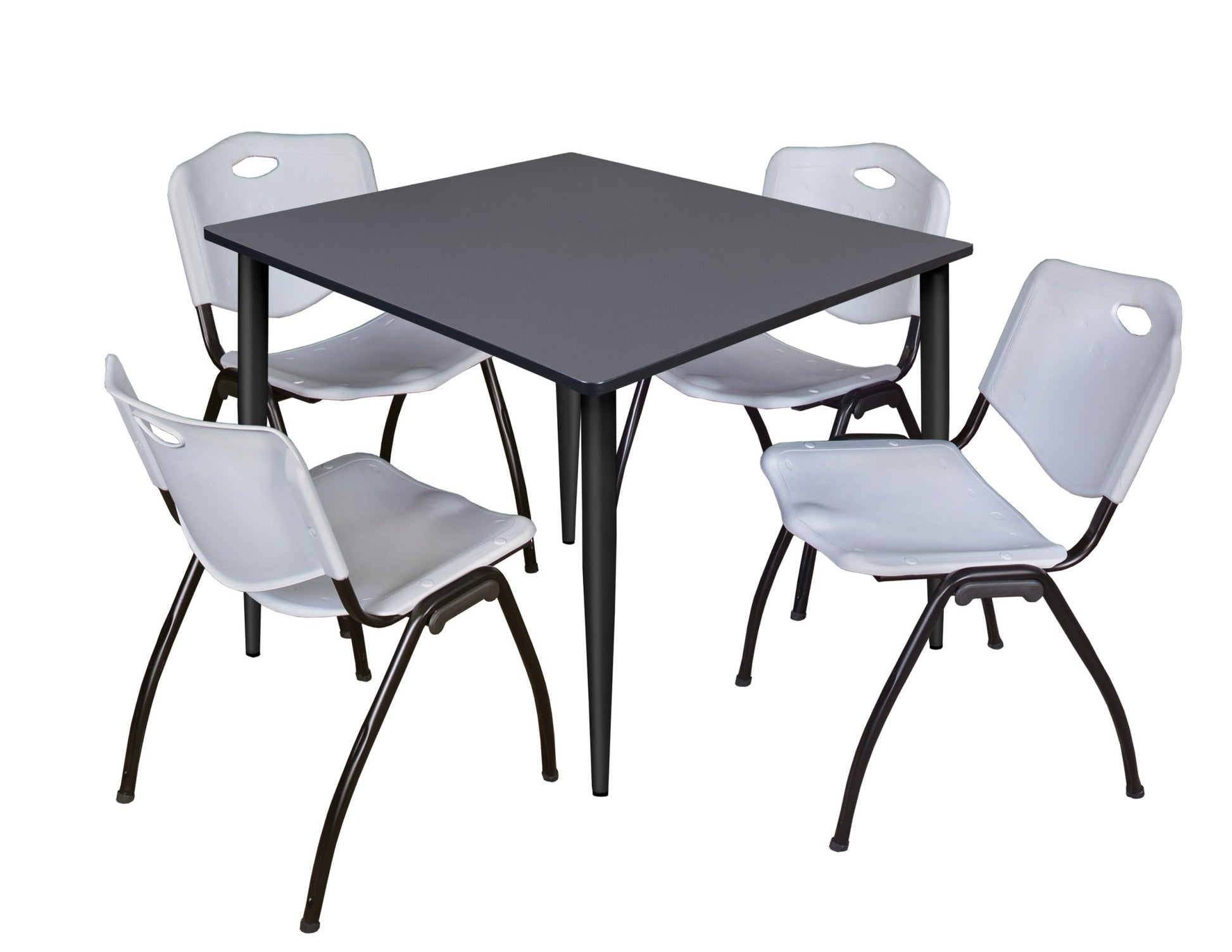 Regency Kahlo 48 in. Square Breakroom Table & 4 M Stack Chairs - SchoolOutlet