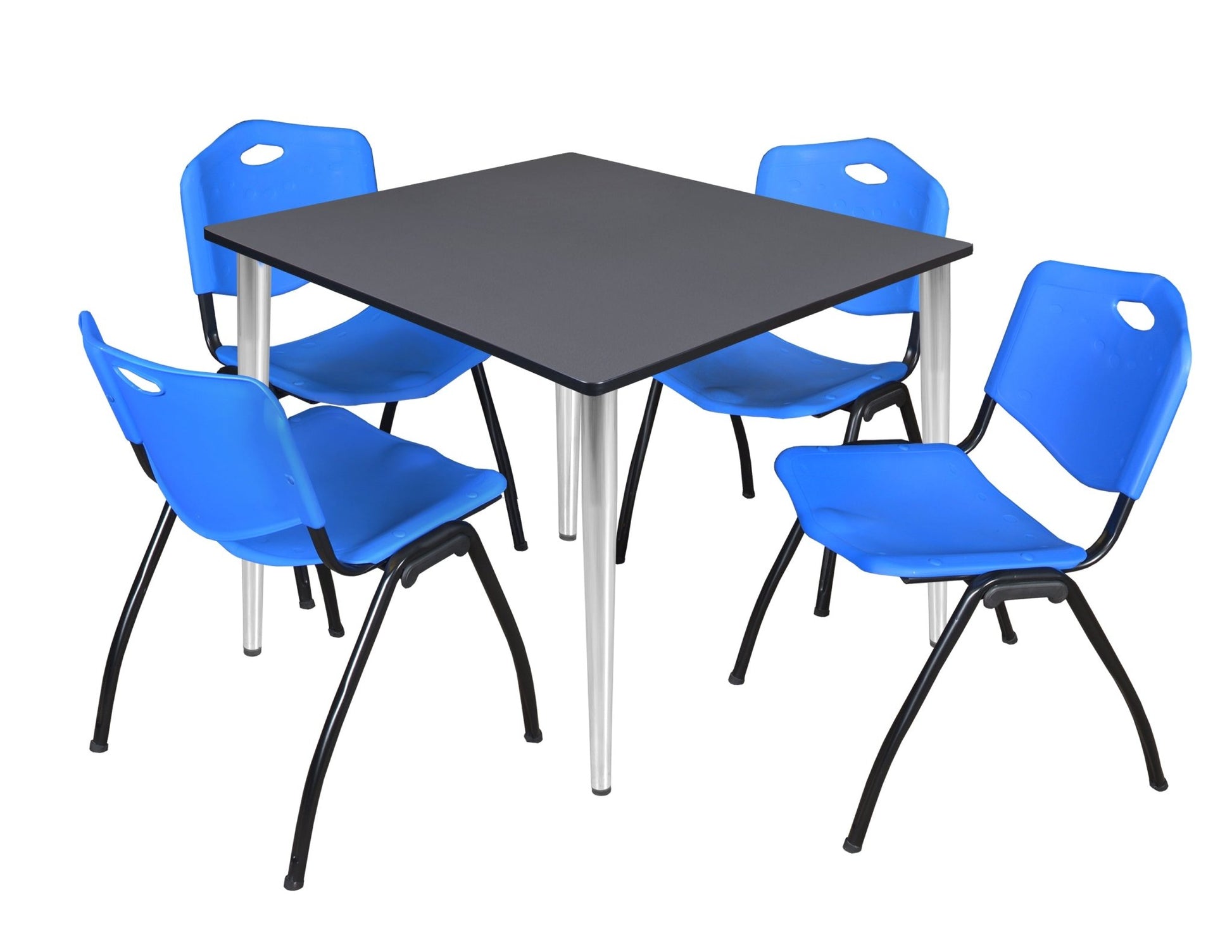 Regency Kahlo 48 in. Square Breakroom Table & 4 M Stack Chairs - SchoolOutlet