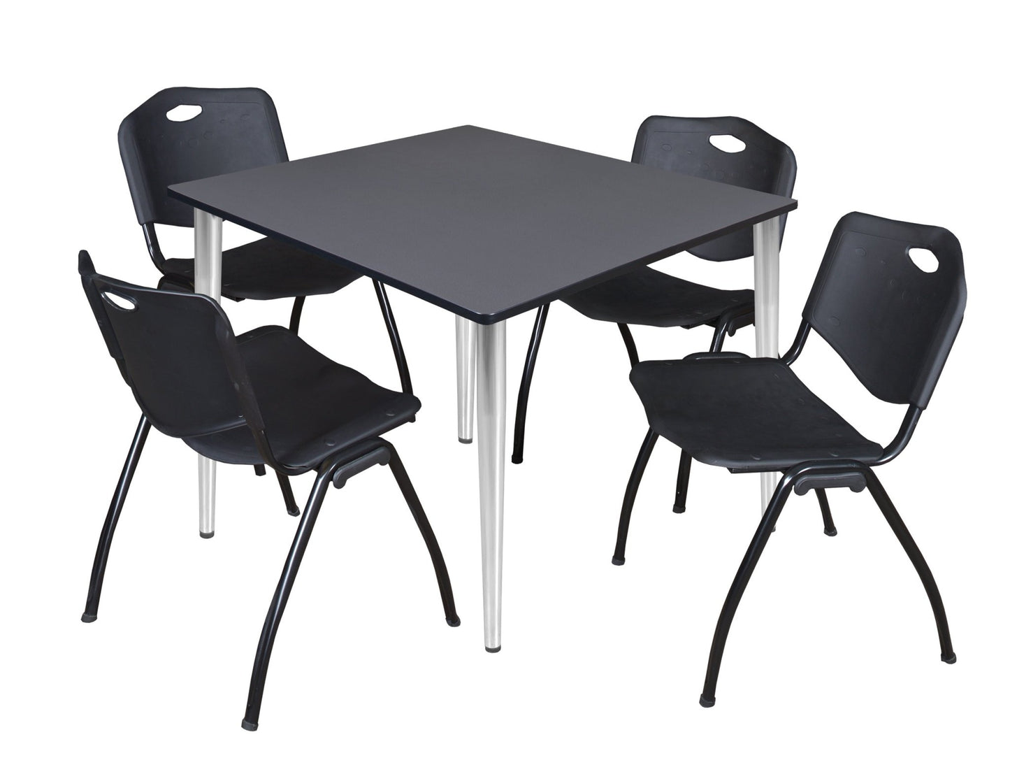 Regency Kahlo 48 in. Square Breakroom Table & 4 M Stack Chairs - SchoolOutlet