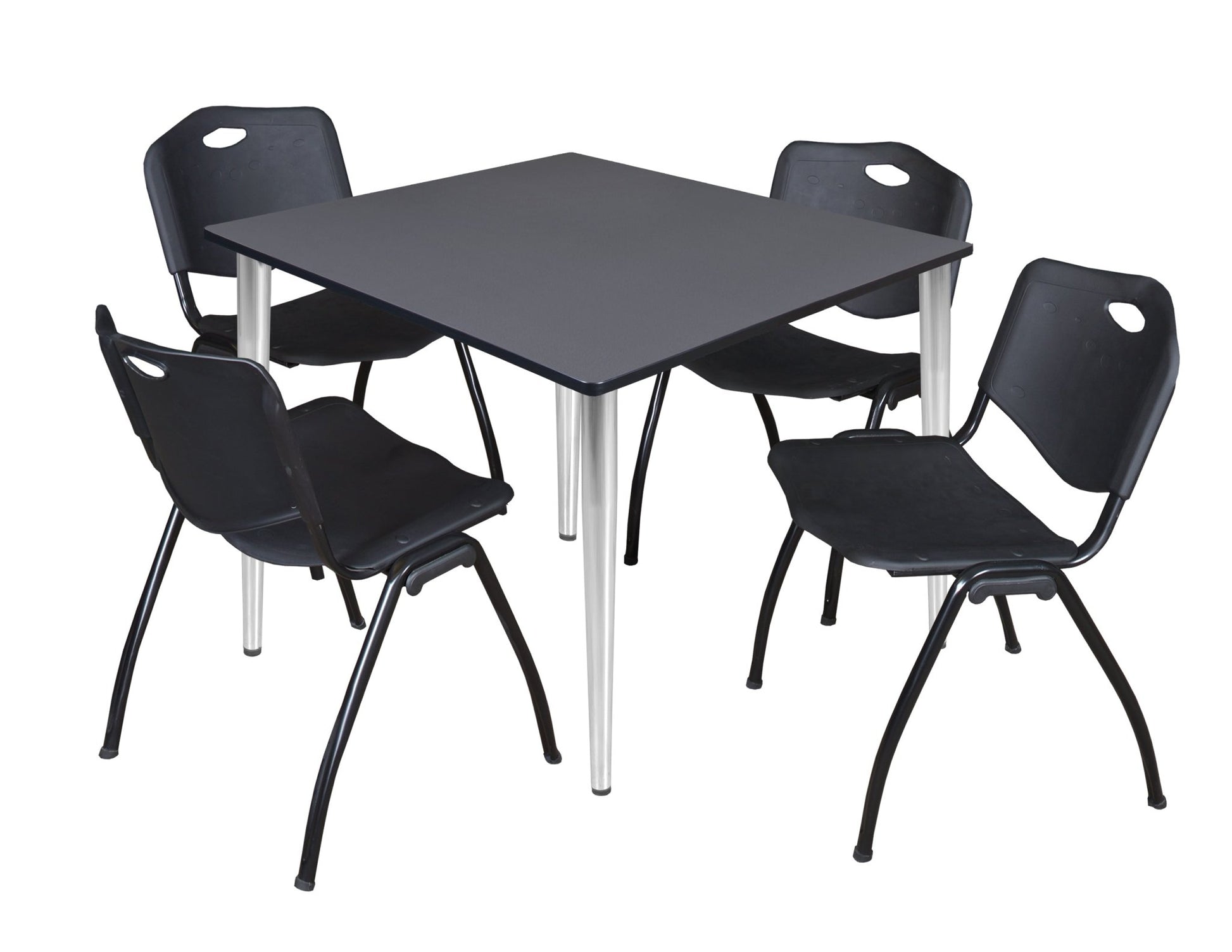 Regency Kahlo 48 in. Square Breakroom Table & 4 M Stack Chairs - SchoolOutlet