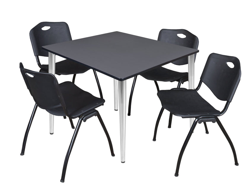 Regency Kahlo 48 in. Square Breakroom Table & 4 M Stack Chairs - SchoolOutlet