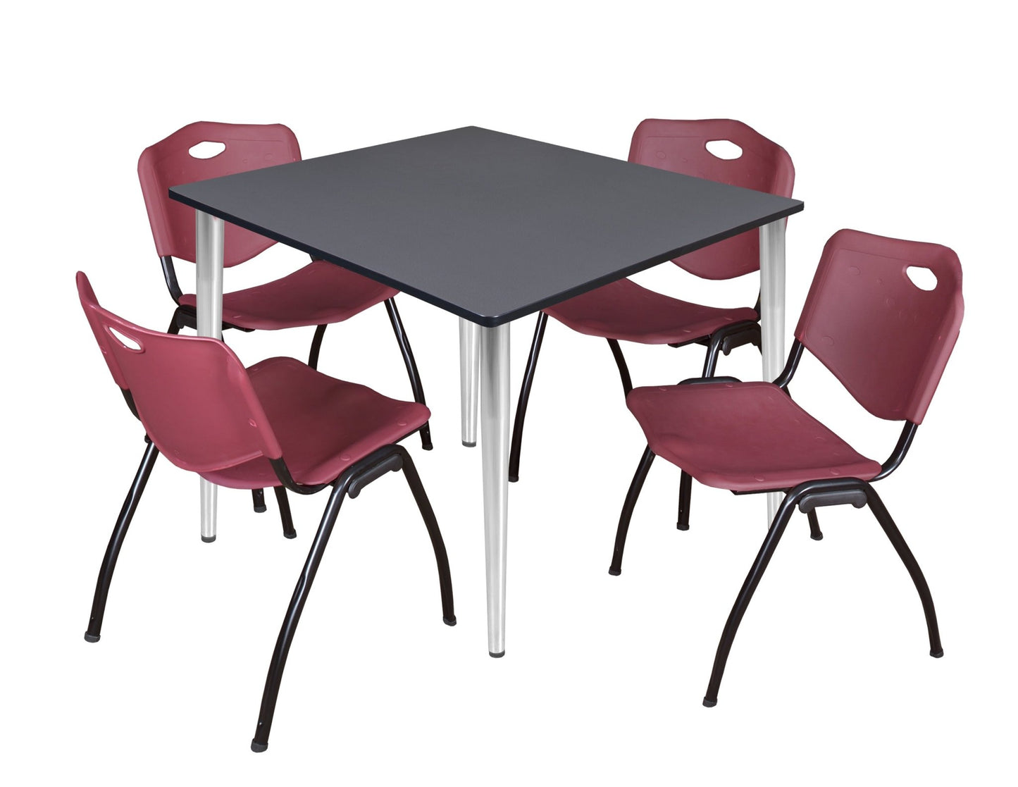Regency Kahlo 48 in. Square Breakroom Table & 4 M Stack Chairs - SchoolOutlet