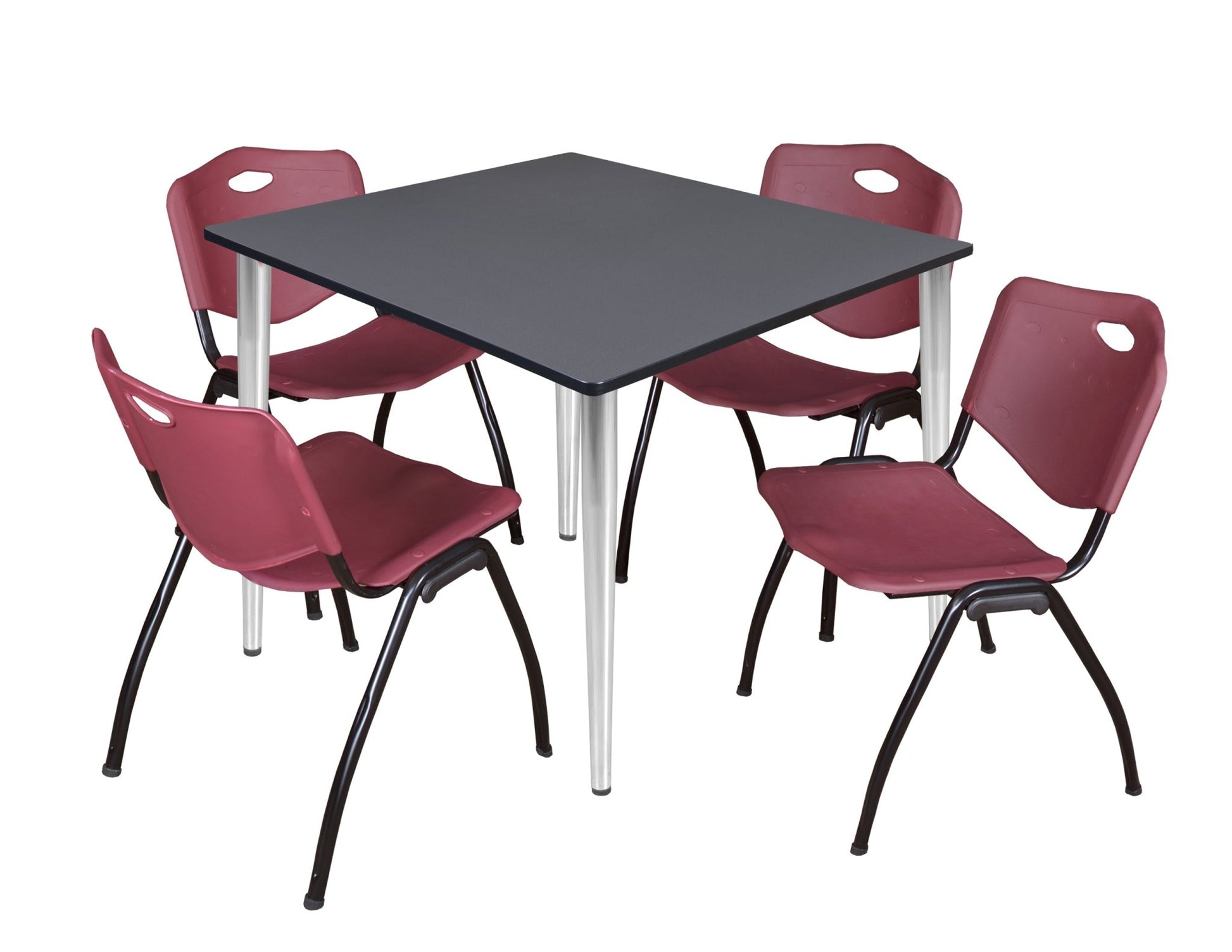 Regency Kahlo 48 in. Square Breakroom Table & 4 M Stack Chairs - SchoolOutlet