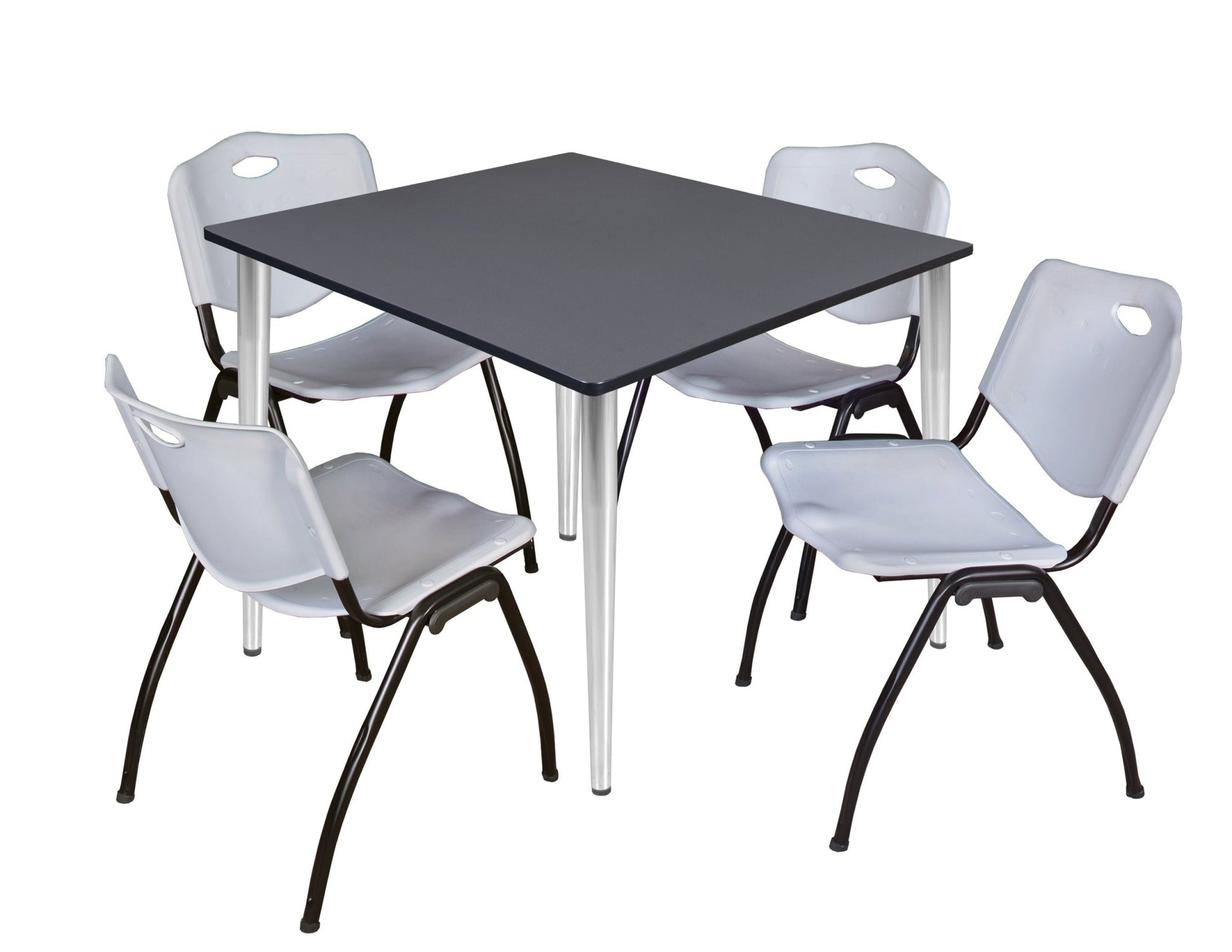 Regency Kahlo 48 in. Square Breakroom Table & 4 M Stack Chairs - SchoolOutlet
