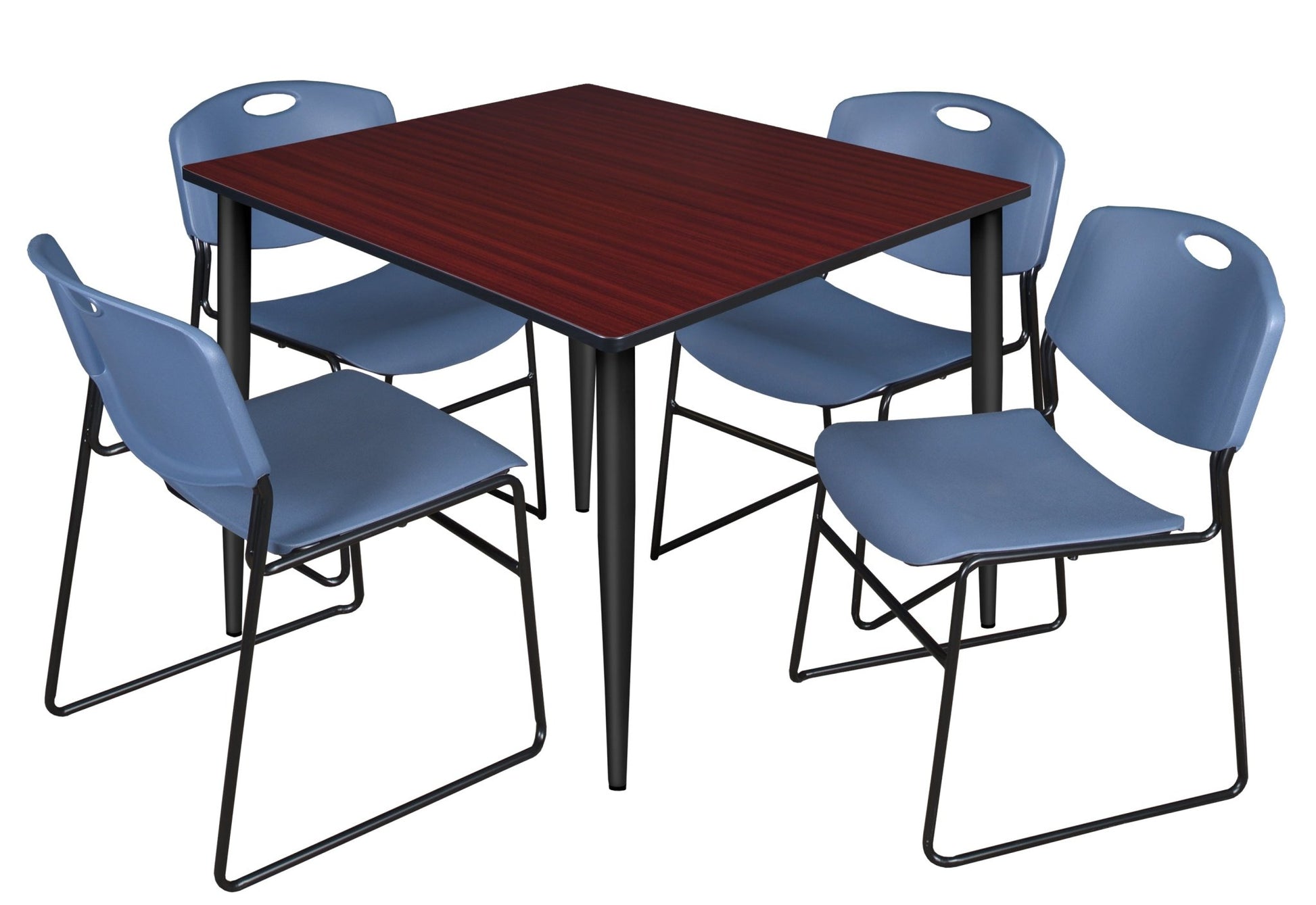 Regency Kahlo 48 in. Square Breakroom Table & 4 Zeng Stack Chairs - SchoolOutlet