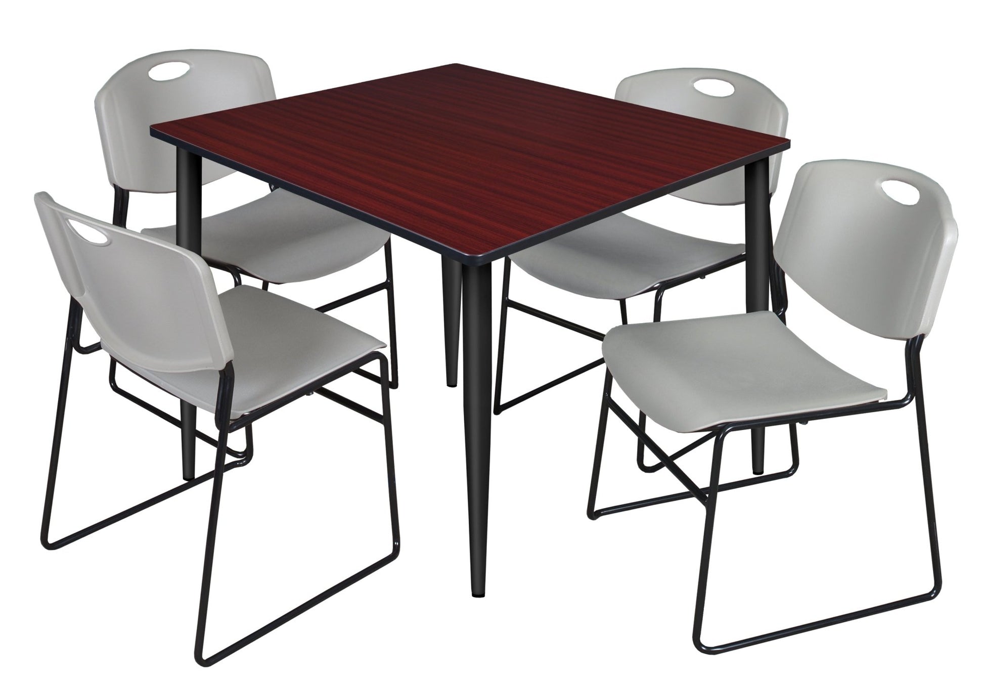 Regency Kahlo 48 in. Square Breakroom Table & 4 Zeng Stack Chairs - SchoolOutlet