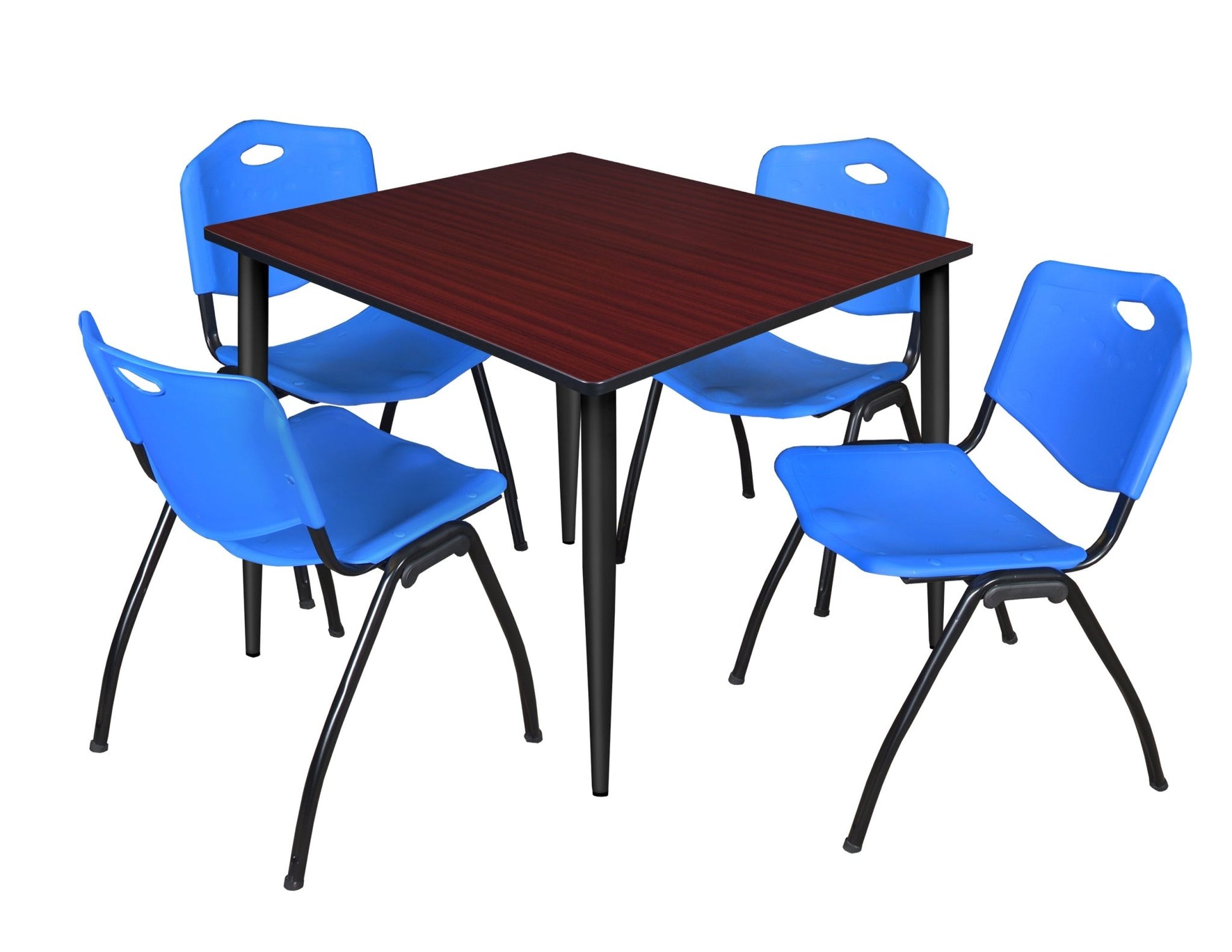 Regency Kahlo 48 in. Square Breakroom Table & 4 M Stack Chairs - SchoolOutlet