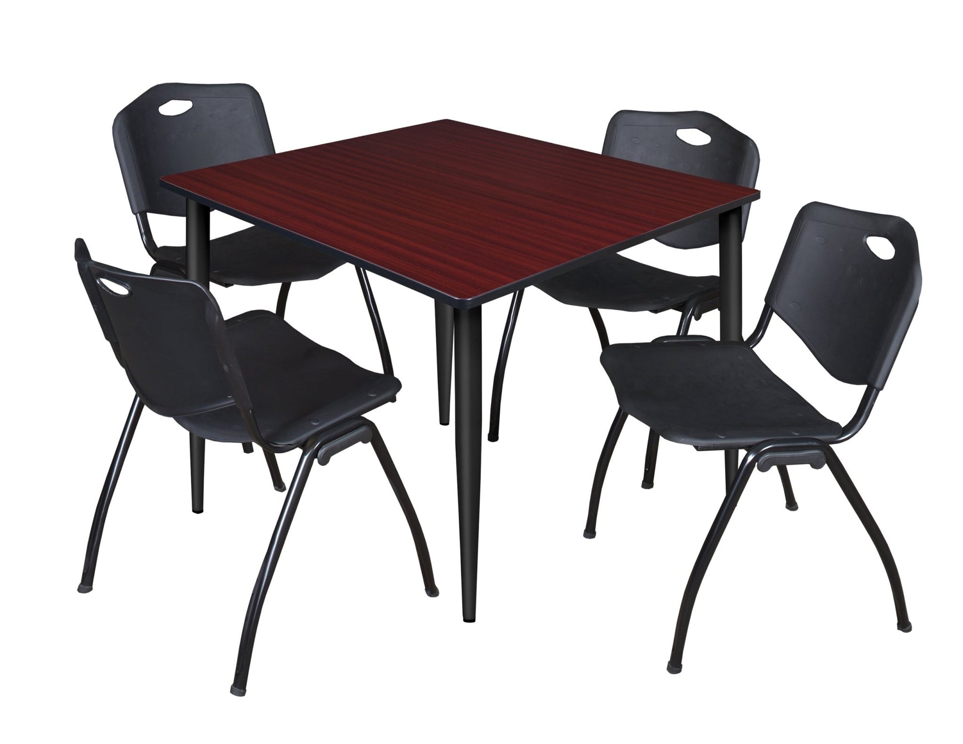 Regency Kahlo 48 in. Square Breakroom Table & 4 M Stack Chairs - SchoolOutlet