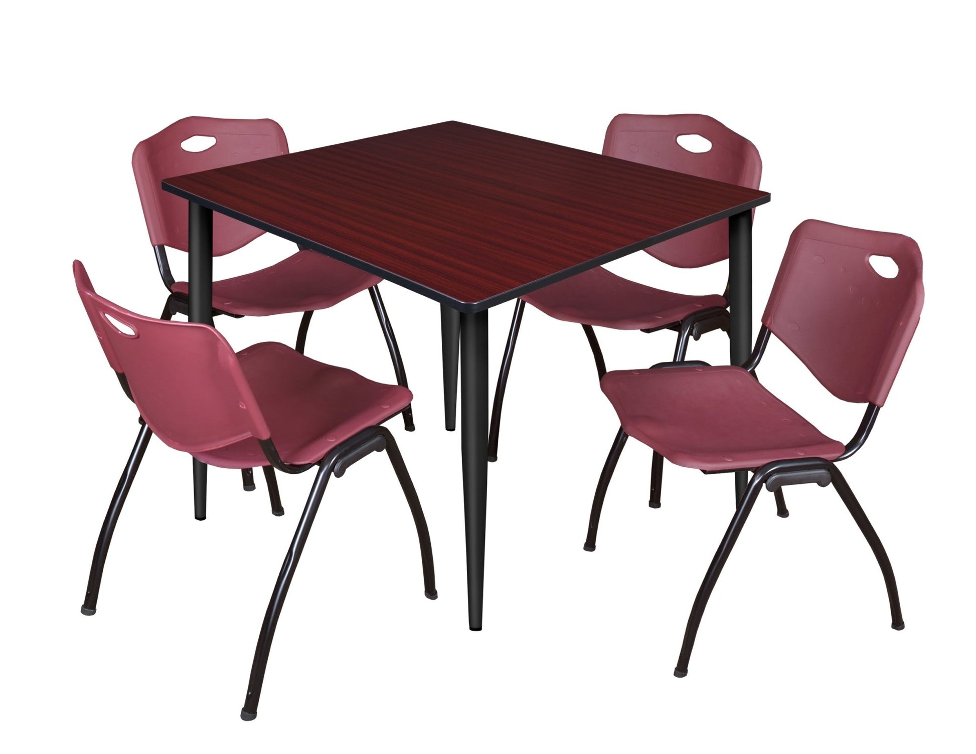 Regency Kahlo 48 in. Square Breakroom Table & 4 M Stack Chairs - SchoolOutlet