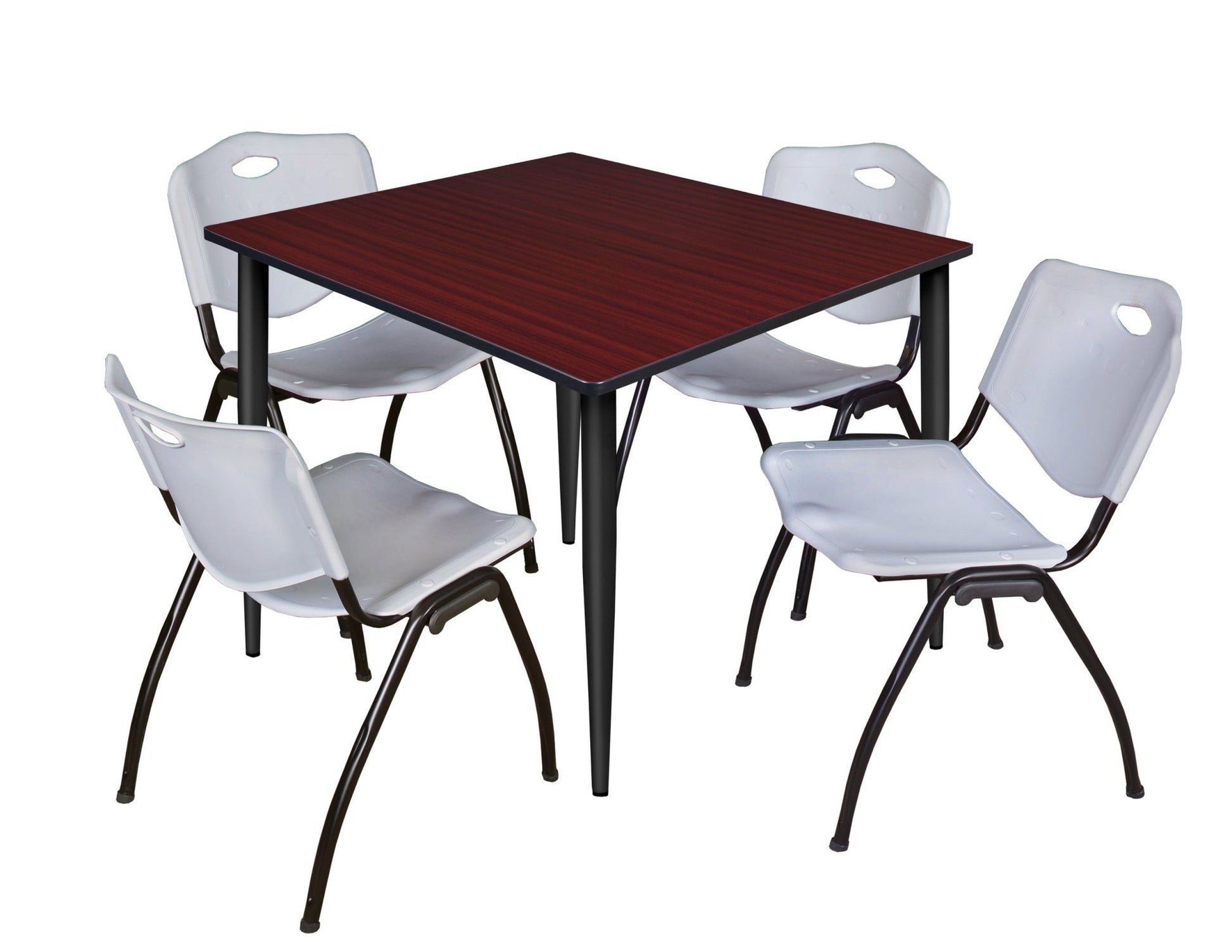 Regency Kahlo 48 in. Square Breakroom Table & 4 M Stack Chairs - SchoolOutlet