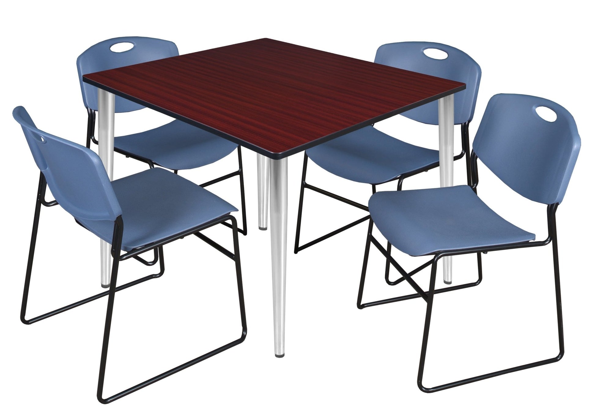 Regency Kahlo 48 in. Square Breakroom Table & 4 Zeng Stack Chairs - SchoolOutlet