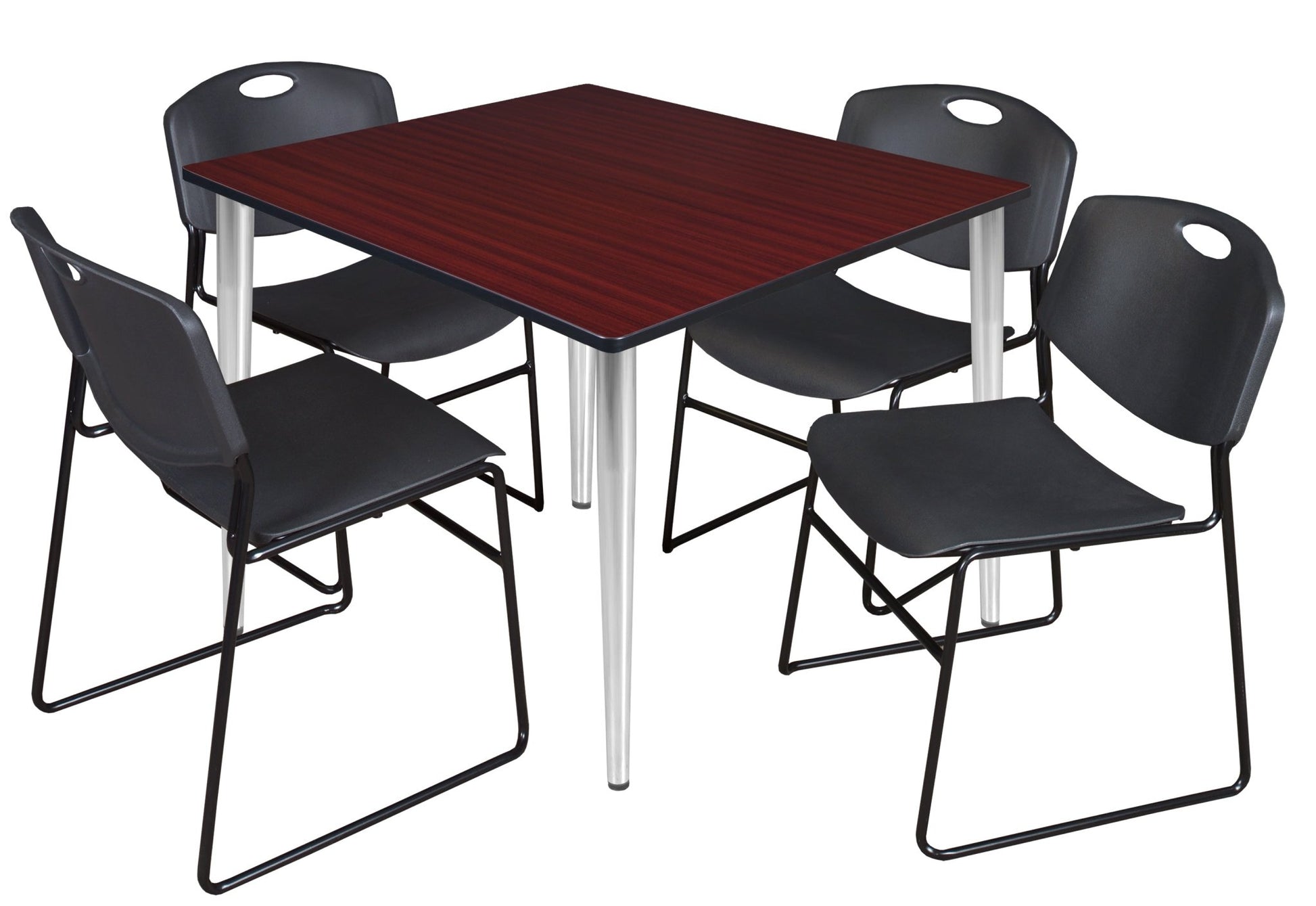 Regency Kahlo 48 in. Square Breakroom Table & 4 Zeng Stack Chairs - SchoolOutlet
