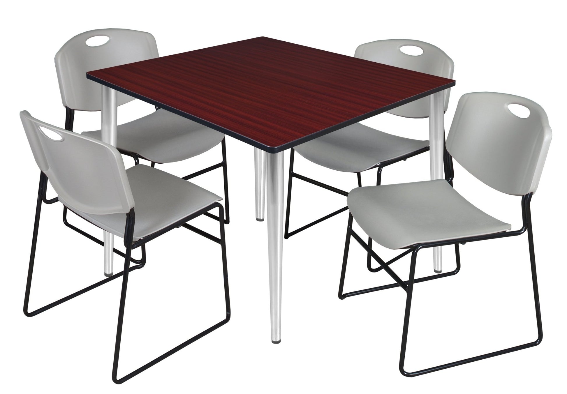 Regency Kahlo 48 in. Square Breakroom Table & 4 Zeng Stack Chairs - SchoolOutlet