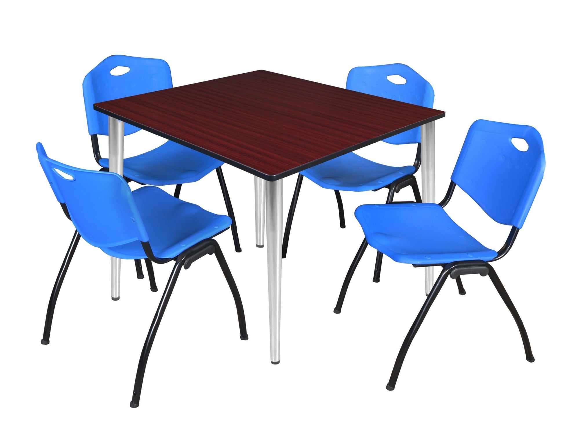 Regency Kahlo 48 in. Square Breakroom Table & 4 M Stack Chairs - SchoolOutlet