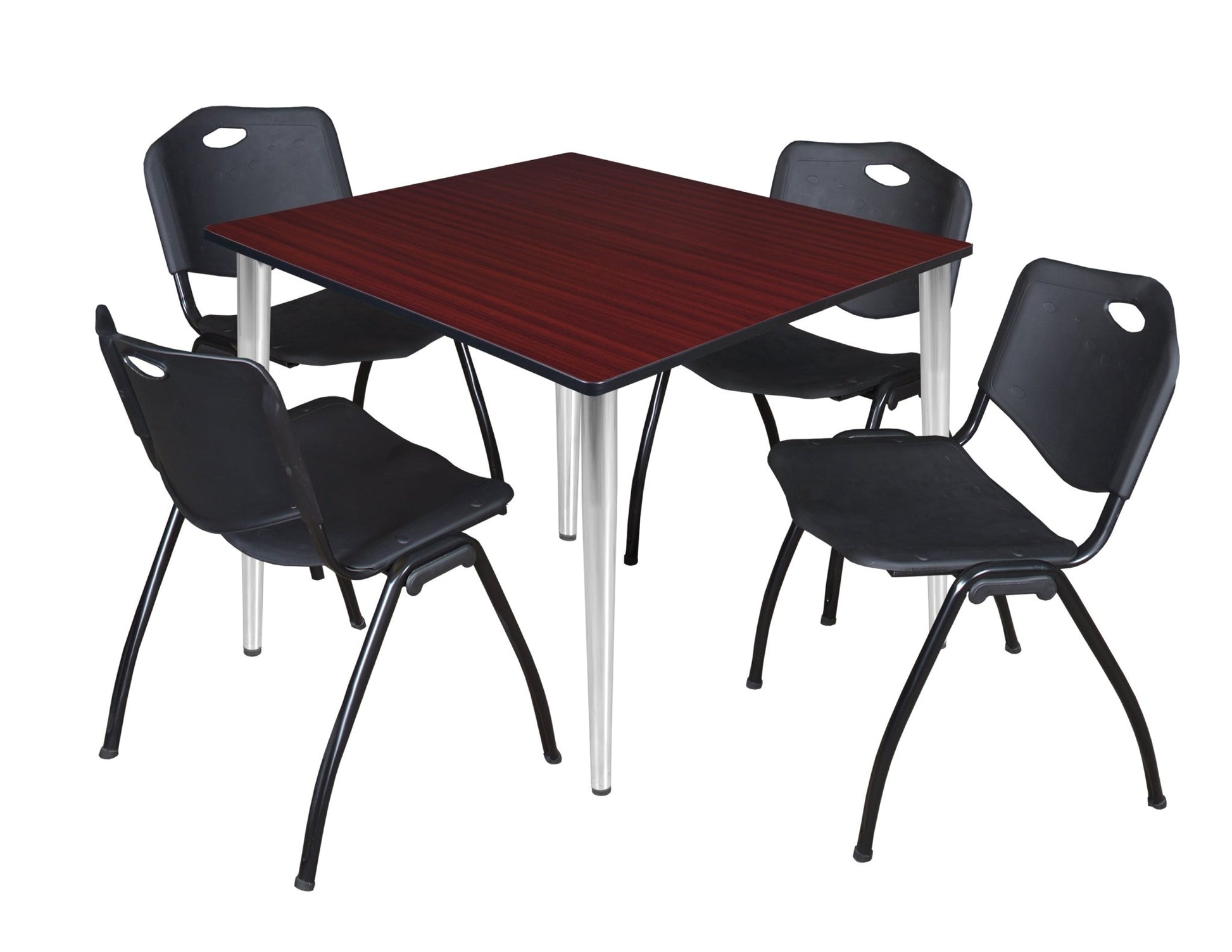 Regency Kahlo 48 in. Square Breakroom Table & 4 M Stack Chairs - SchoolOutlet