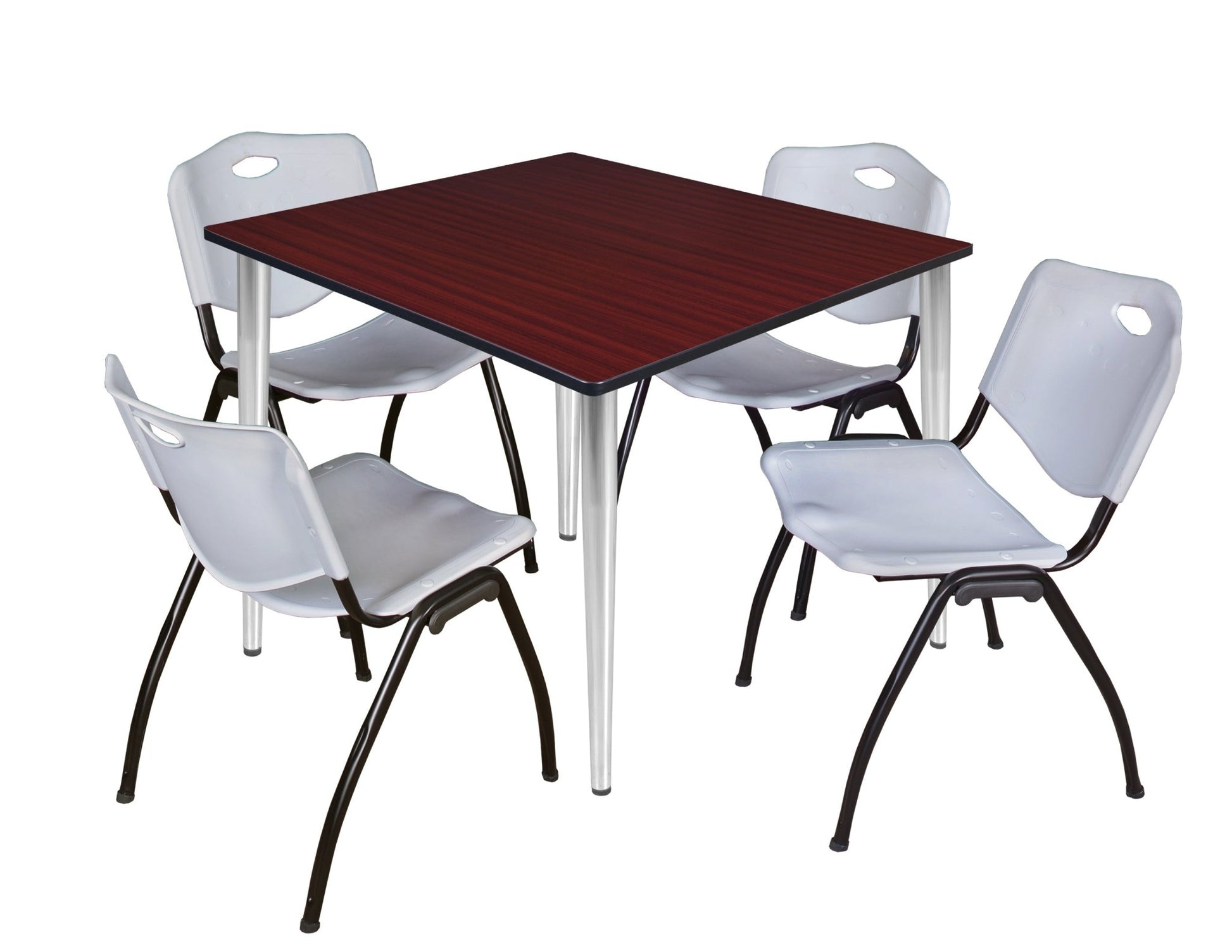 Regency Kahlo 48 in. Square Breakroom Table & 4 M Stack Chairs - SchoolOutlet