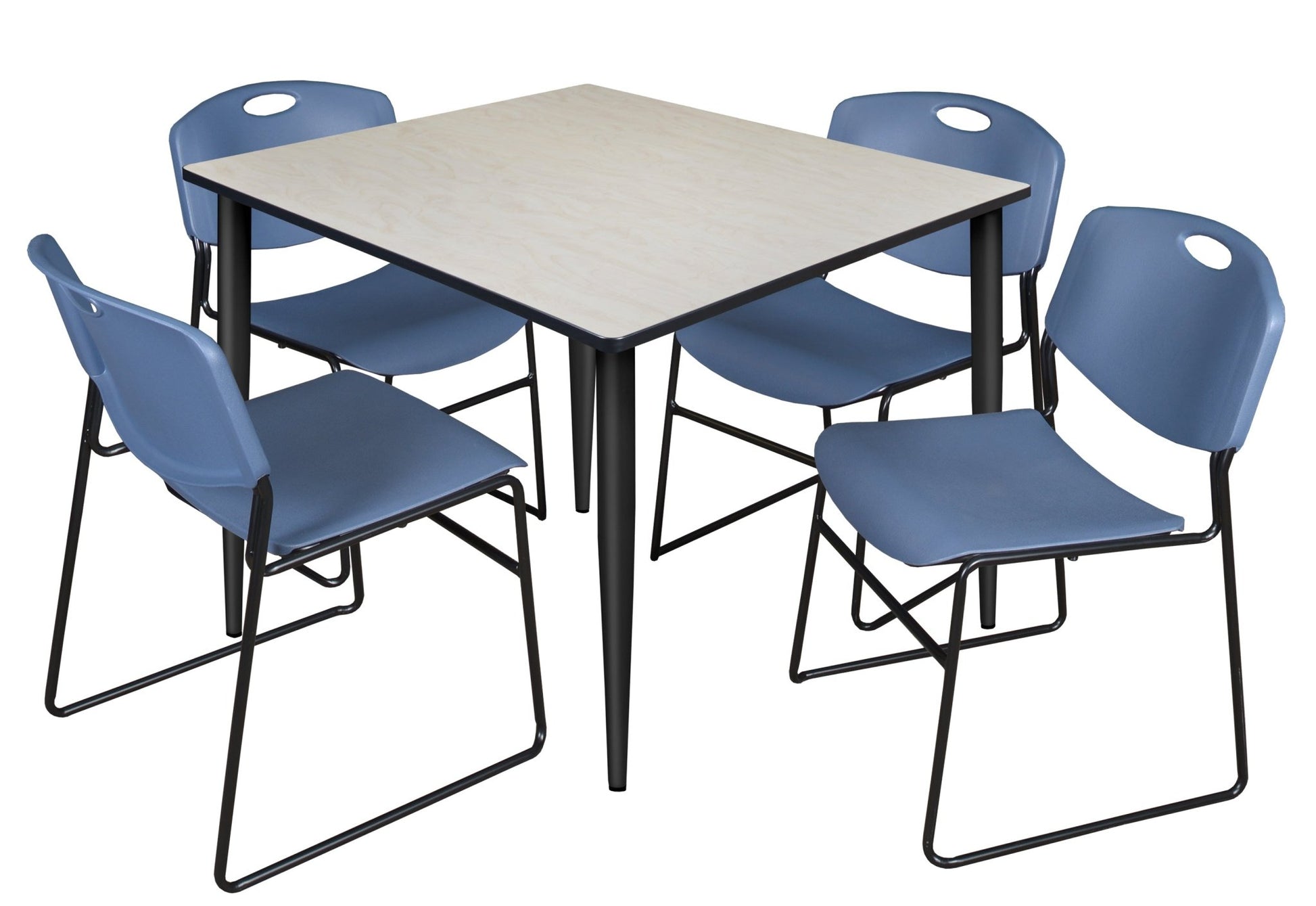 Regency Kahlo 48 in. Square Breakroom Table & 4 Zeng Stack Chairs - SchoolOutlet