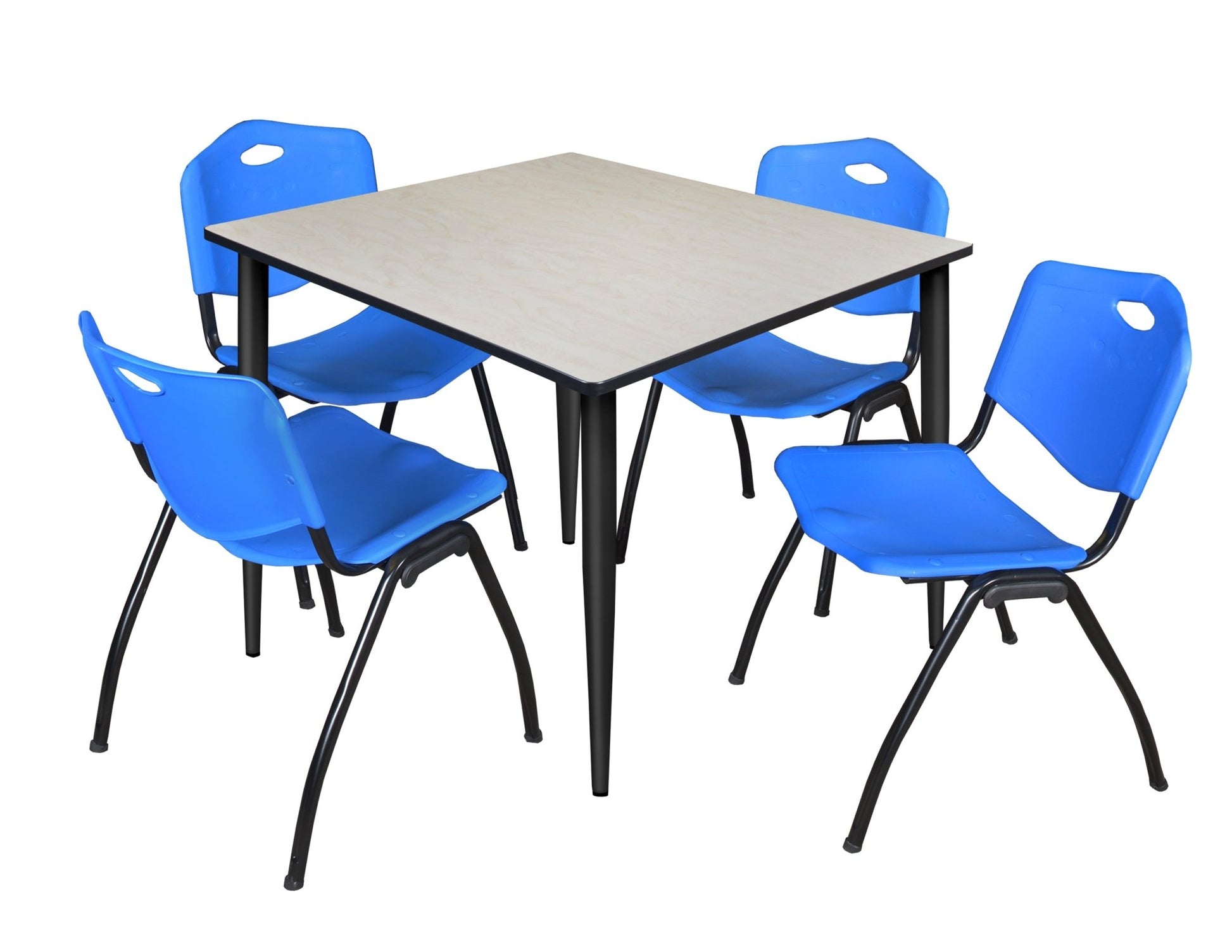 Regency Kahlo 48 in. Square Breakroom Table & 4 M Stack Chairs - SchoolOutlet