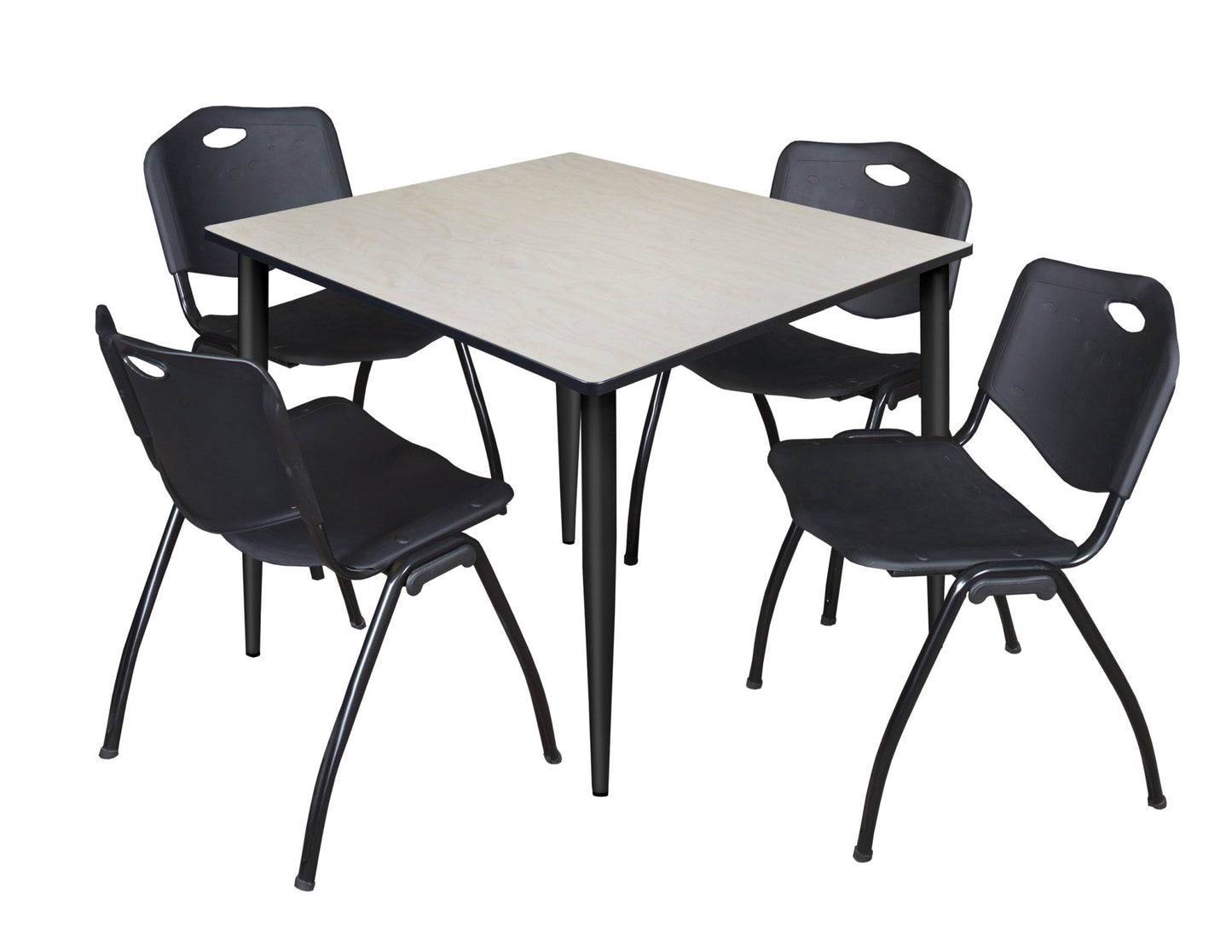 Regency Kahlo 48 in. Square Breakroom Table & 4 M Stack Chairs - SchoolOutlet