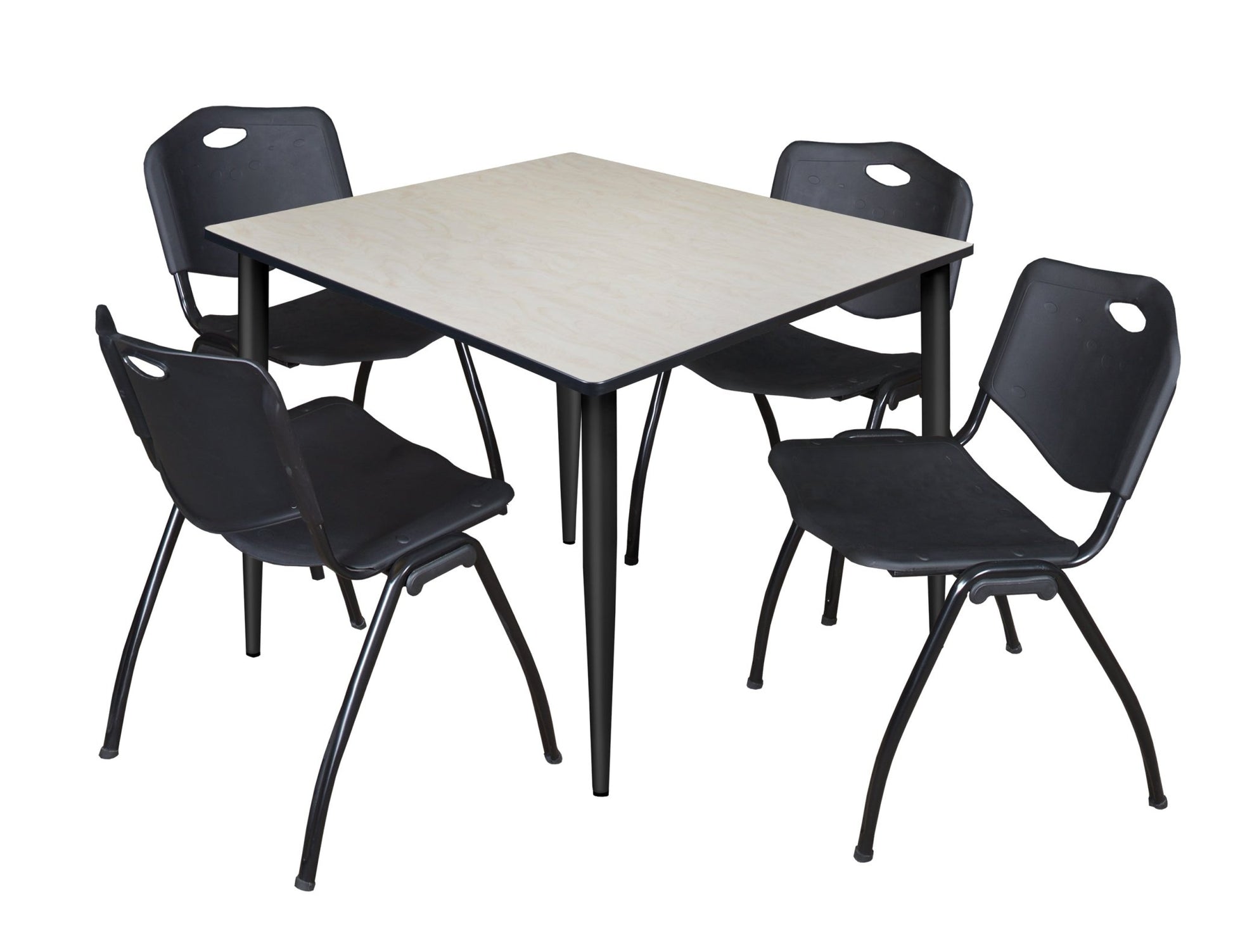 Regency Kahlo 48 in. Square Breakroom Table & 4 M Stack Chairs - SchoolOutlet