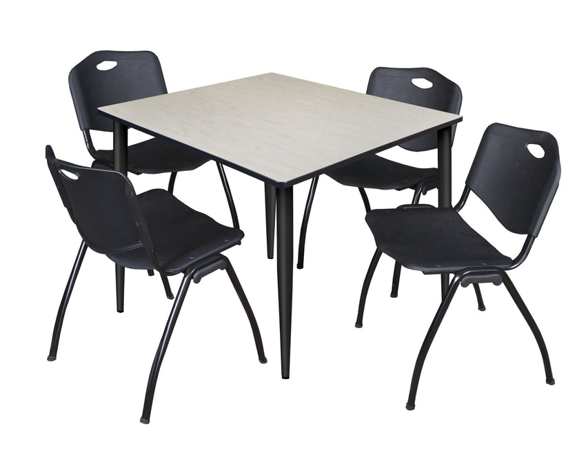 Regency Kahlo 48 in. Square Breakroom Table & 4 M Stack Chairs - SchoolOutlet