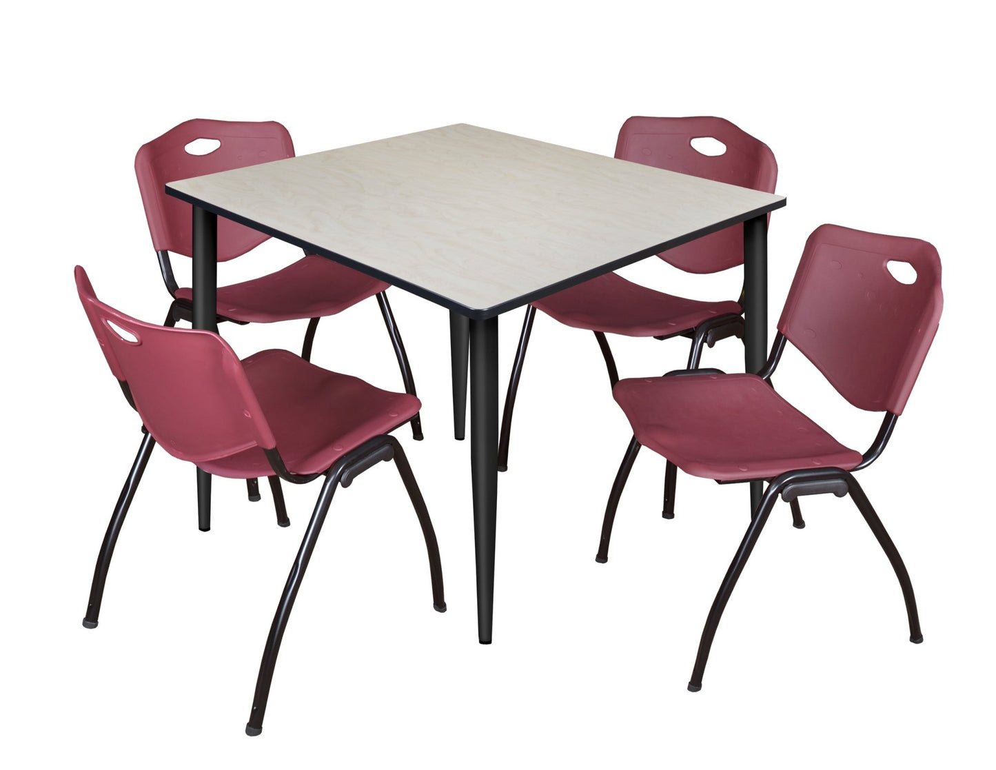 Regency Kahlo 48 in. Square Breakroom Table & 4 M Stack Chairs - SchoolOutlet