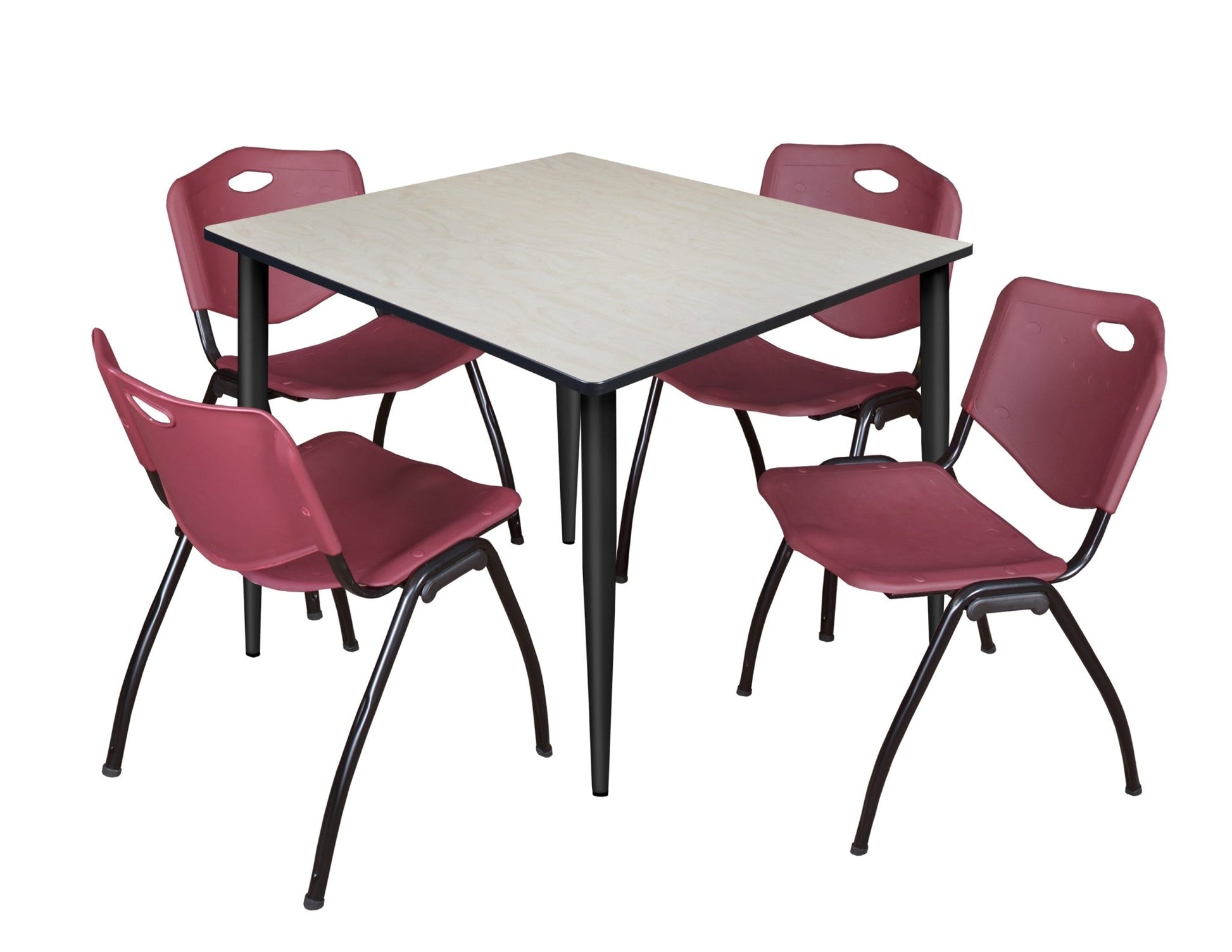 Regency Kahlo 48 in. Square Breakroom Table & 4 M Stack Chairs - SchoolOutlet
