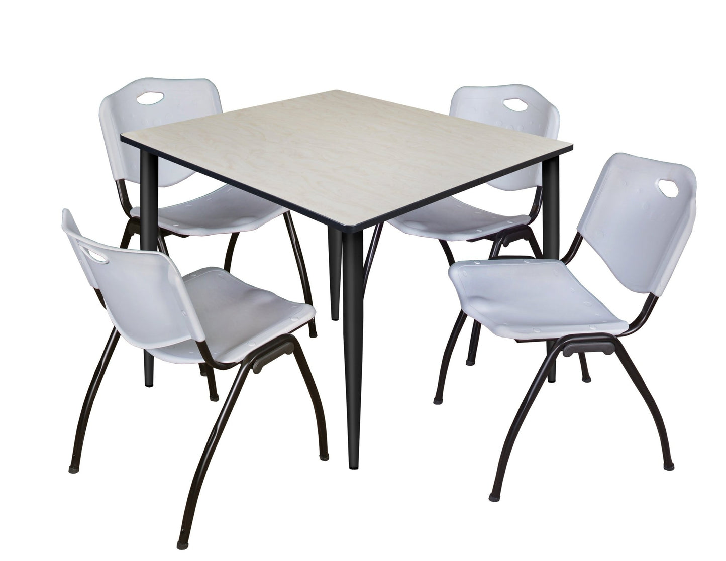 Regency Kahlo 48 in. Square Breakroom Table & 4 M Stack Chairs - SchoolOutlet