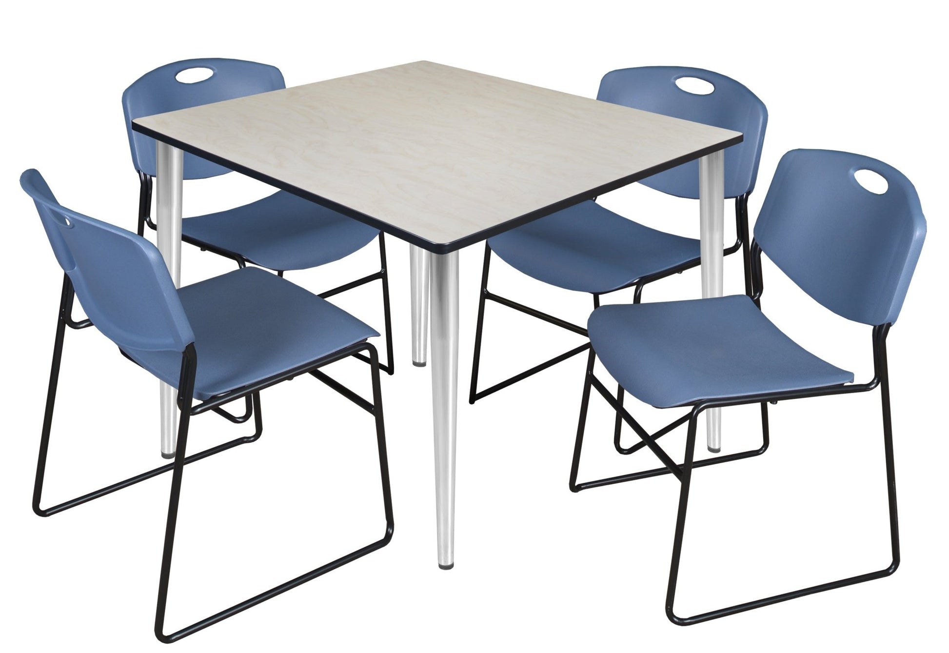 Regency Kahlo 48 in. Square Breakroom Table & 4 Zeng Stack Chairs - SchoolOutlet