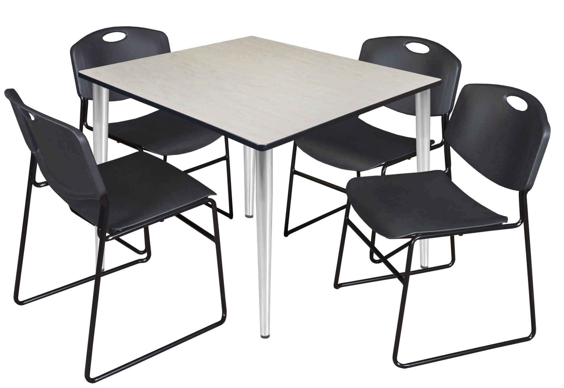 Regency Kahlo 48 in. Square Breakroom Table & 4 Zeng Stack Chairs - SchoolOutlet