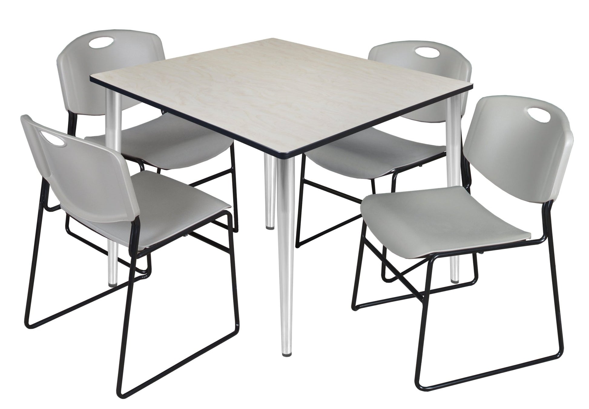 Regency Kahlo 48 in. Square Breakroom Table & 4 Zeng Stack Chairs - SchoolOutlet