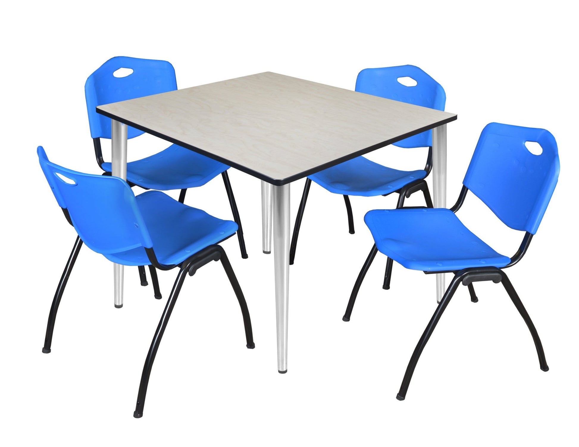 Regency Kahlo 48 in. Square Breakroom Table & 4 M Stack Chairs - SchoolOutlet