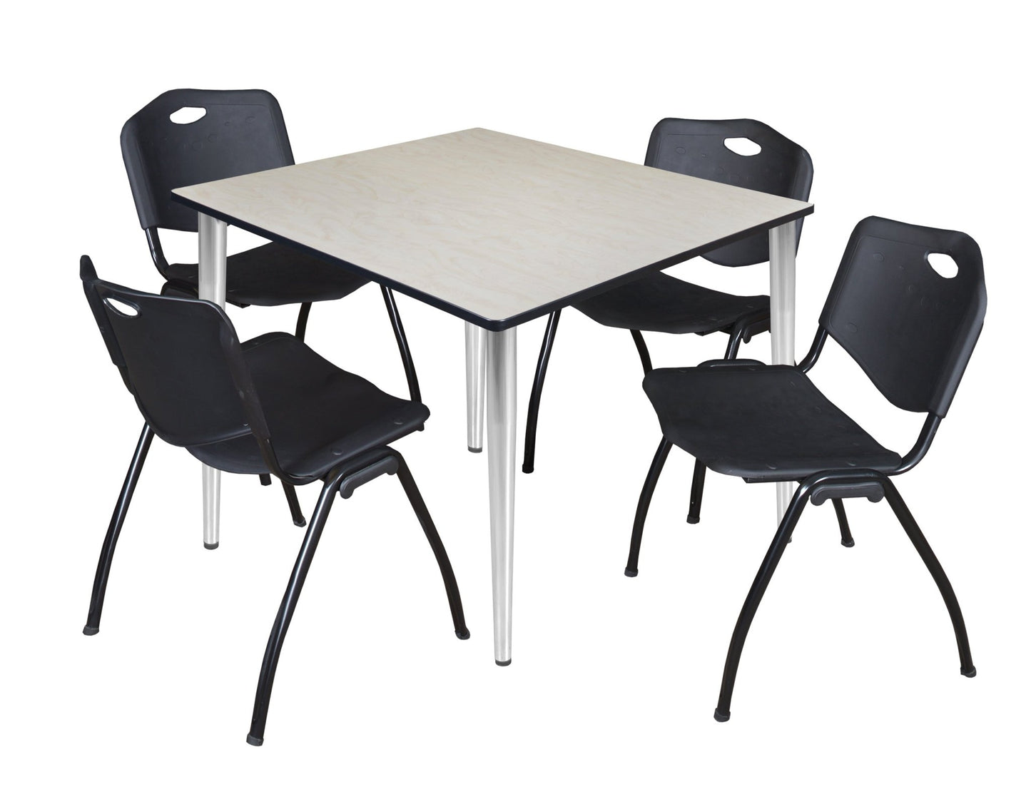 Regency Kahlo 48 in. Square Breakroom Table & 4 M Stack Chairs - SchoolOutlet