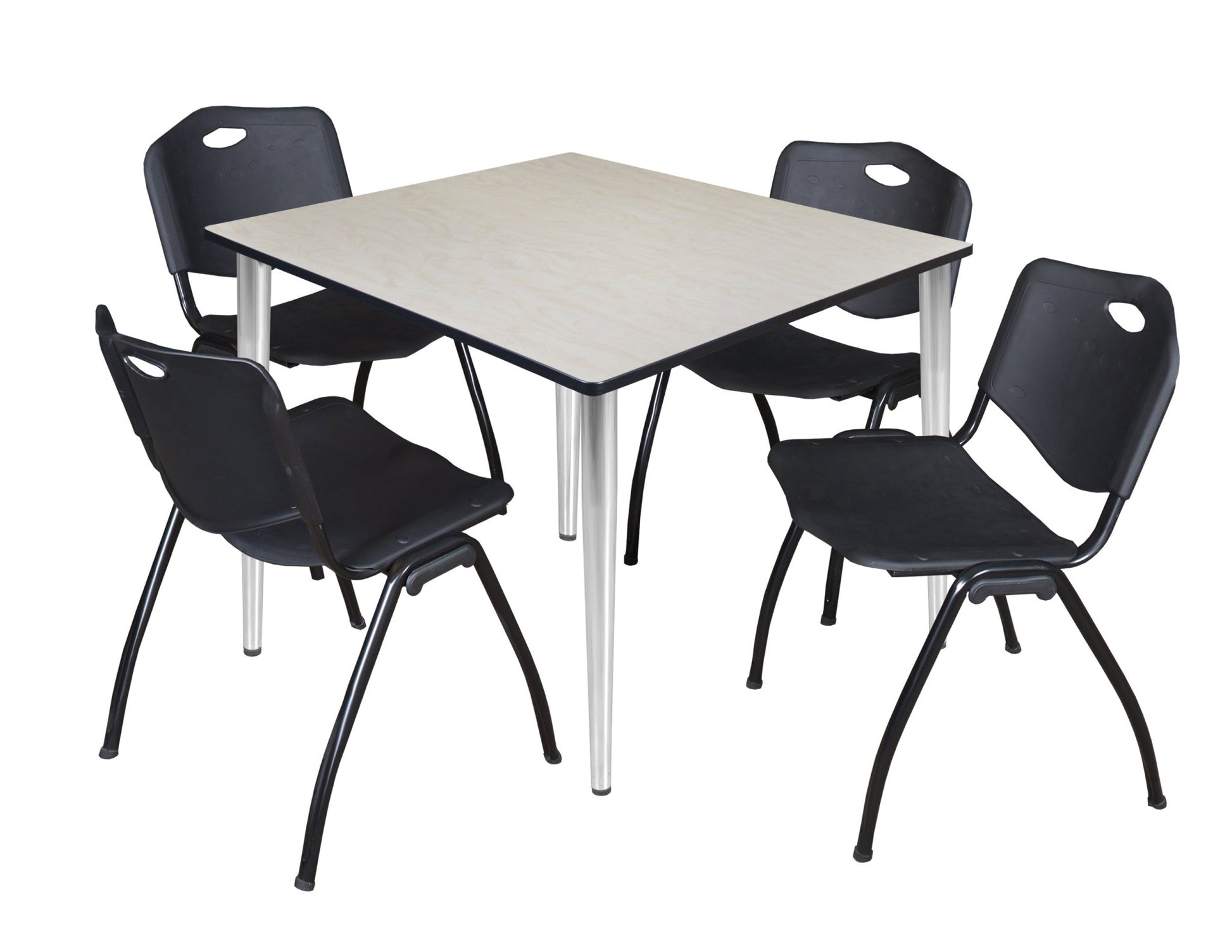 Regency Kahlo 48 in. Square Breakroom Table & 4 M Stack Chairs - SchoolOutlet