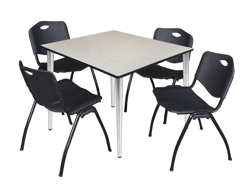 Regency Kahlo 48 in. Square Breakroom Table & 4 M Stack Chairs - SchoolOutlet
