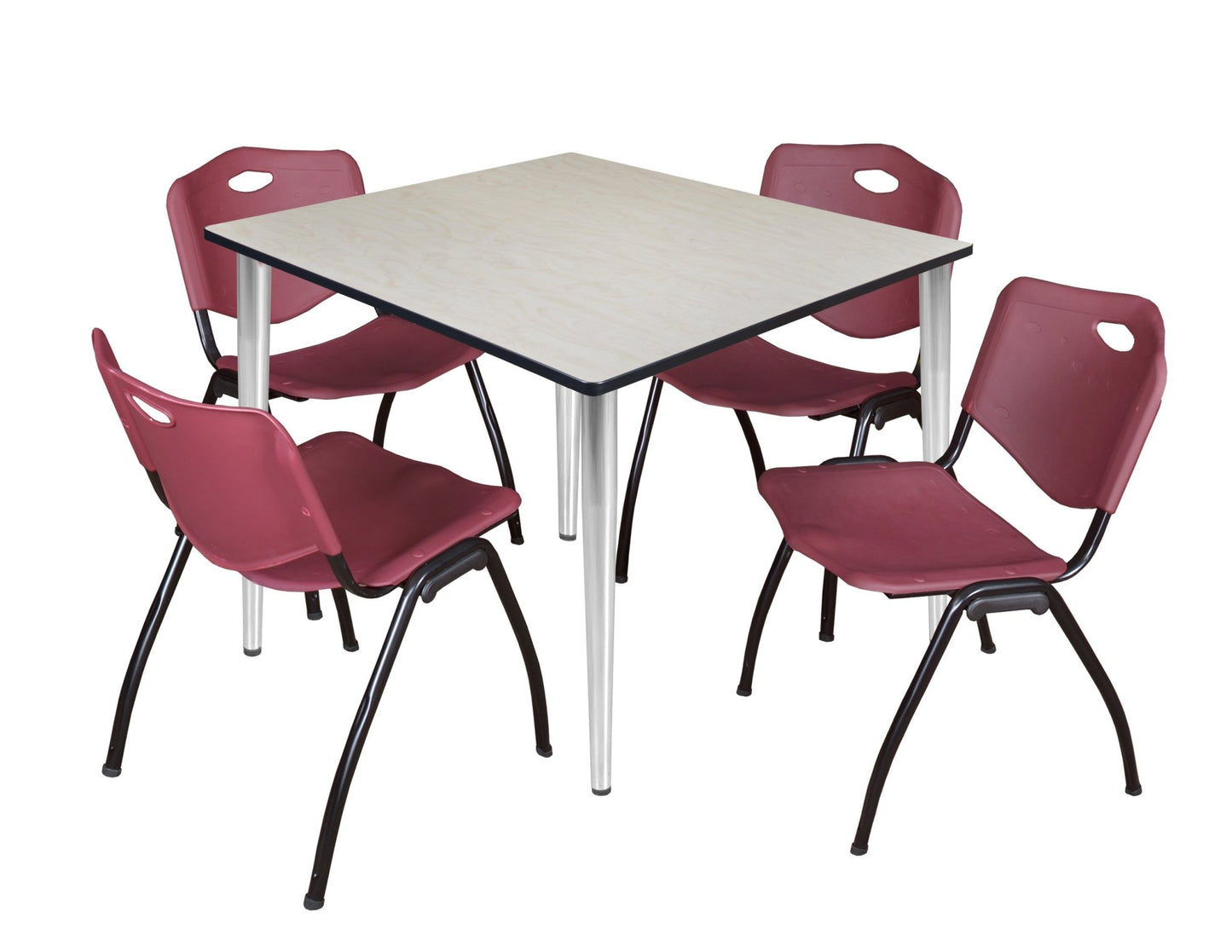 Regency Kahlo 48 in. Square Breakroom Table & 4 M Stack Chairs - SchoolOutlet