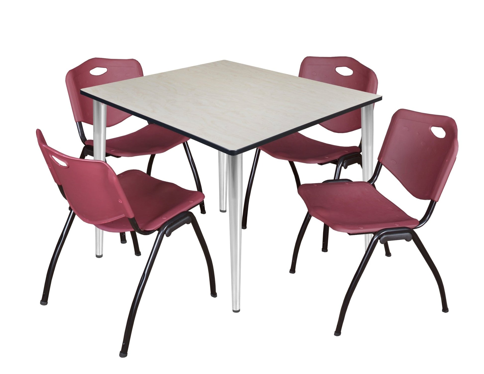 Regency Kahlo 48 in. Square Breakroom Table & 4 M Stack Chairs - SchoolOutlet
