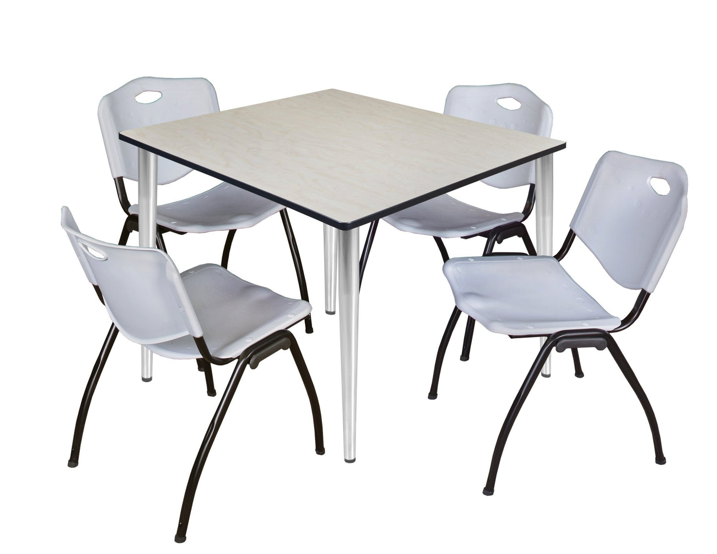 Regency Kahlo 48 in. Square Breakroom Table & 4 M Stack Chairs - SchoolOutlet