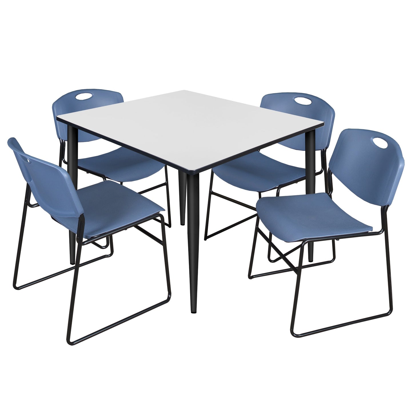 Regency Kahlo 48 in. Square Breakroom Table & 4 Zeng Stack Chairs - SchoolOutlet