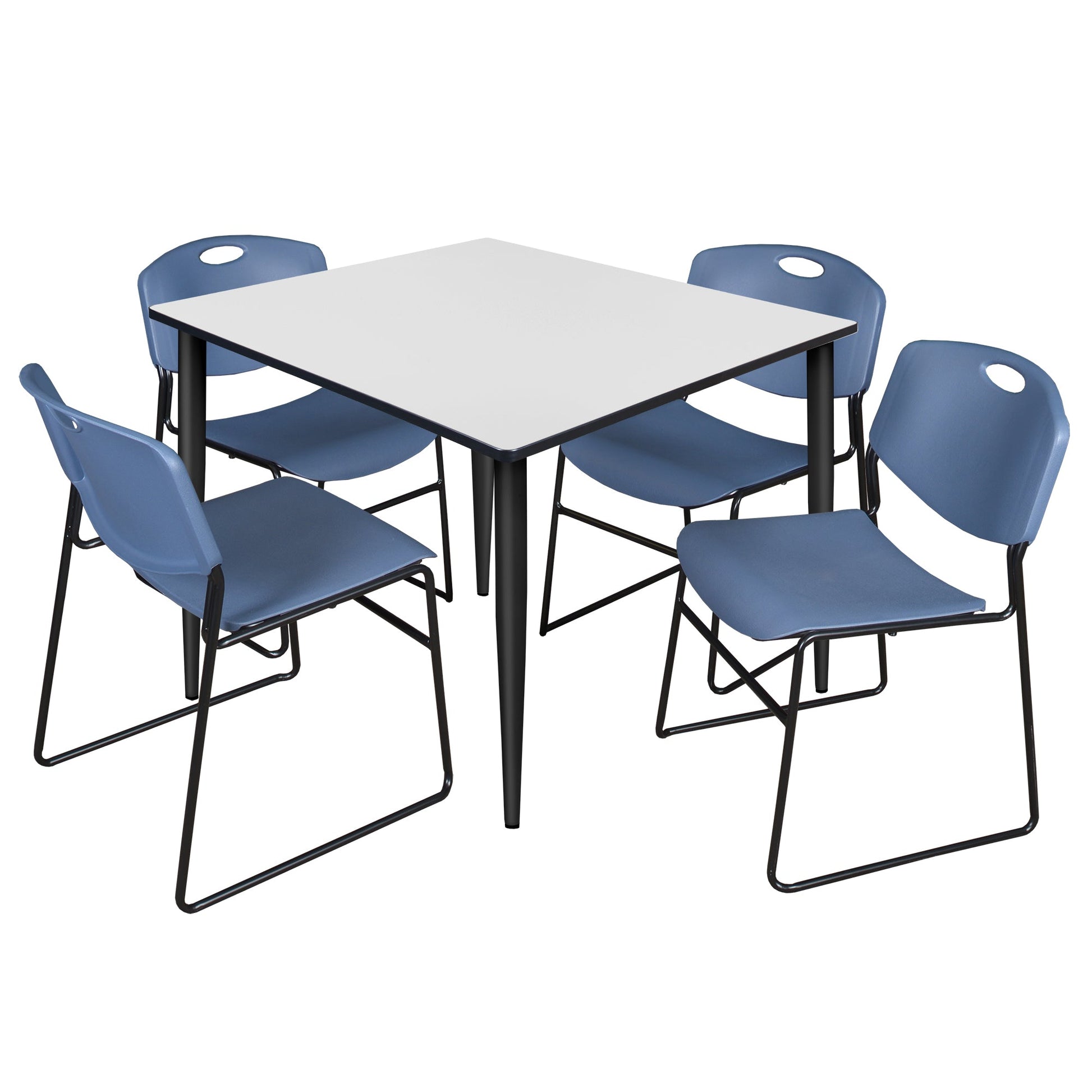 Regency Kahlo 48 in. Square Breakroom Table & 4 Zeng Stack Chairs - SchoolOutlet