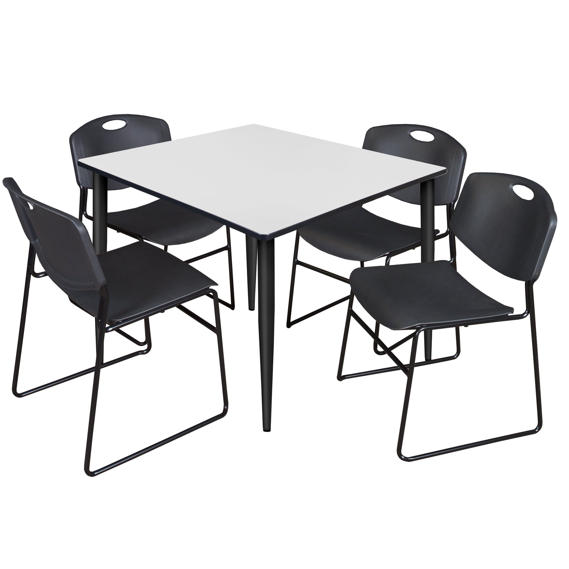 Regency Kahlo 48 in. Square Breakroom Table & 4 Zeng Stack Chairs - SchoolOutlet