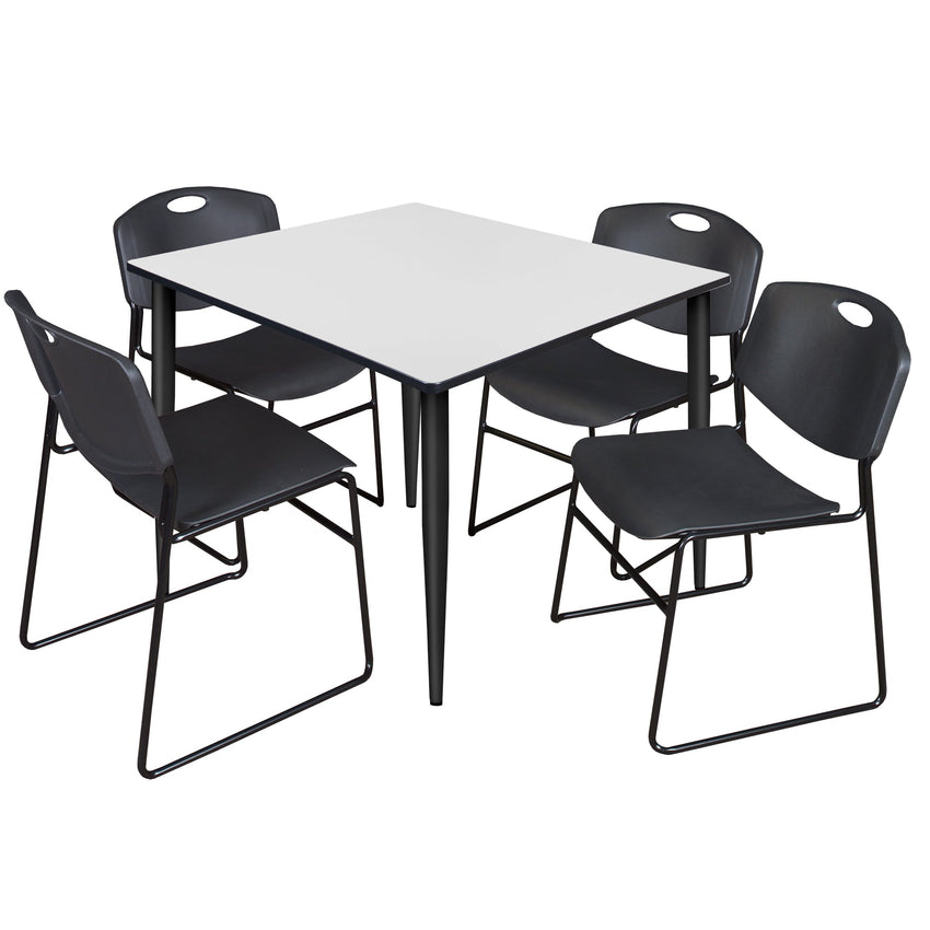 Regency Kahlo 48 in. Square Breakroom Table & 4 Zeng Stack Chairs - SchoolOutlet