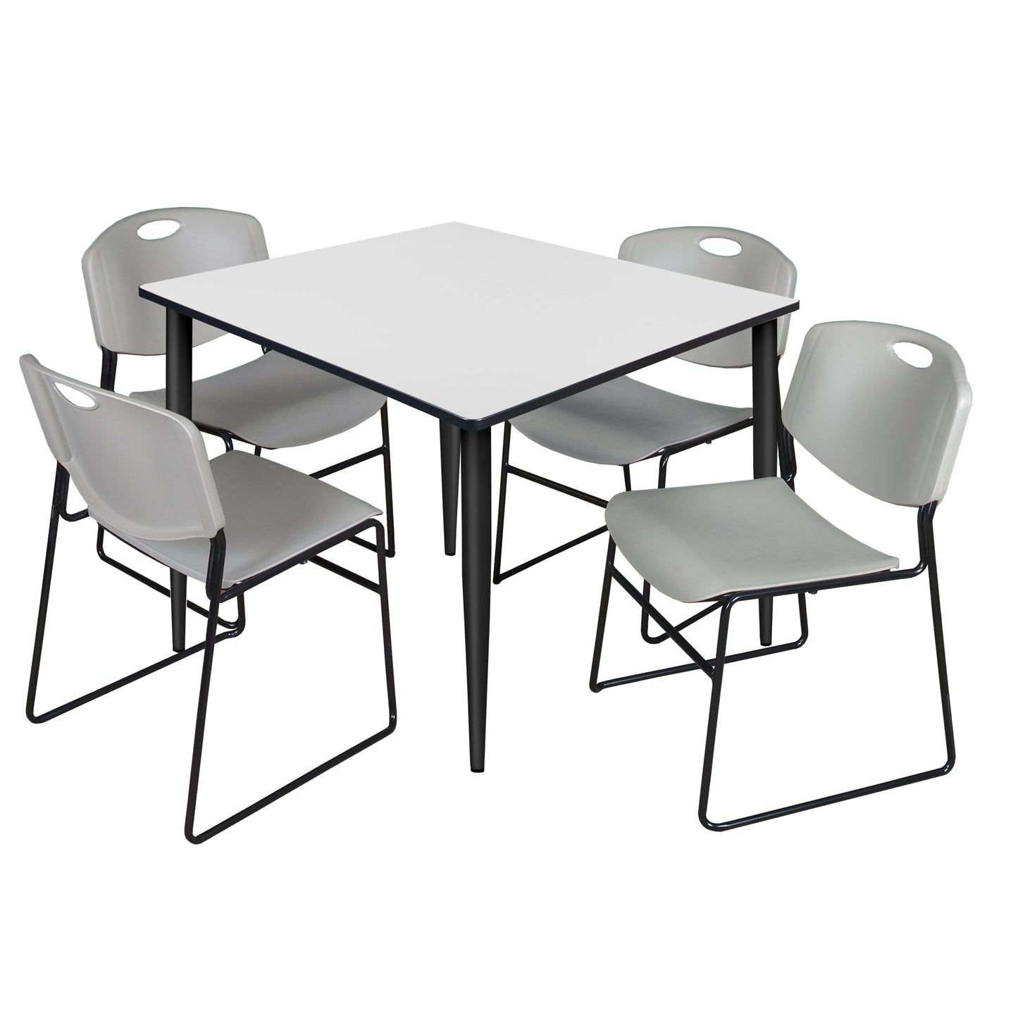 Regency Kahlo 48 in. Square Breakroom Table & 4 Zeng Stack Chairs - SchoolOutlet