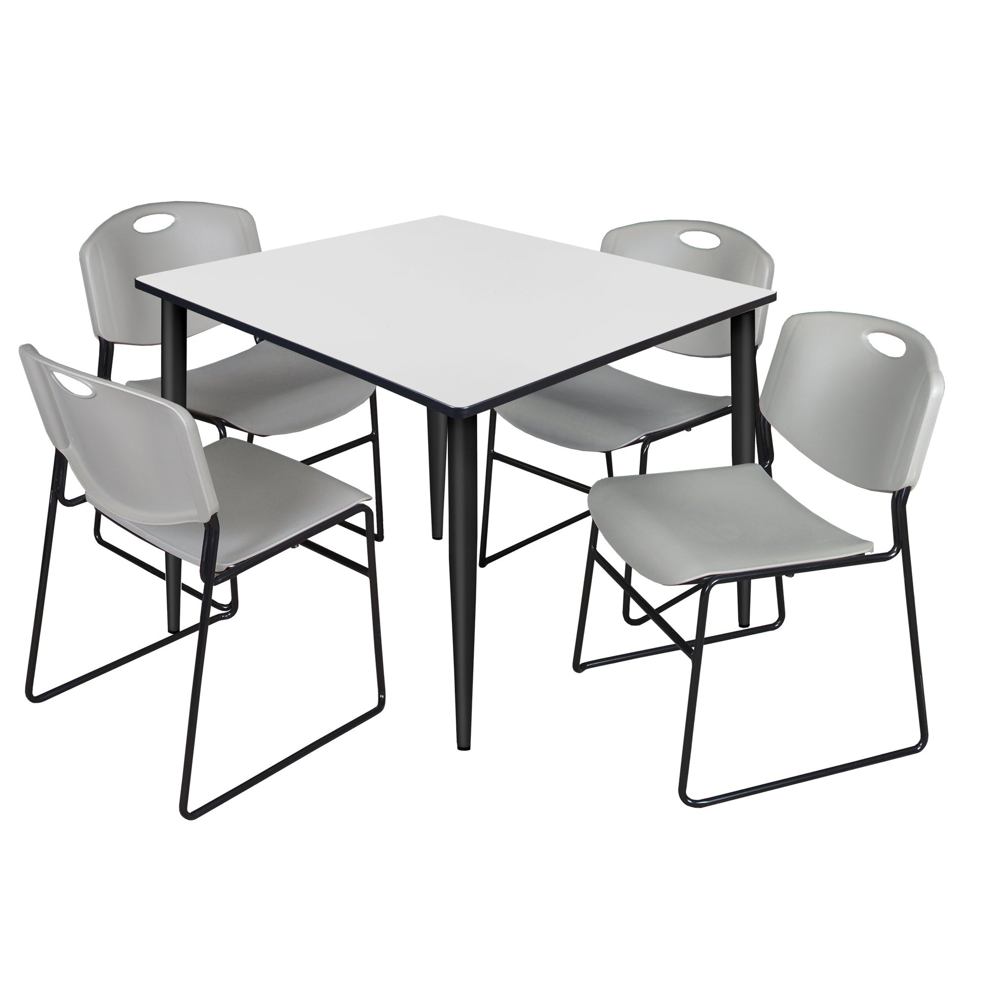 Regency Kahlo 48 in. Square Breakroom Table & 4 Zeng Stack Chairs - SchoolOutlet