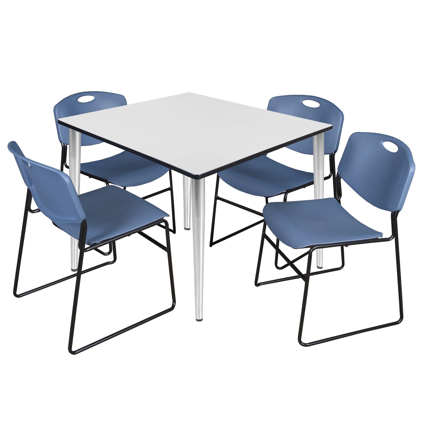Regency Kahlo 48 in. Square Breakroom Table & 4 Zeng Stack Chairs - SchoolOutlet