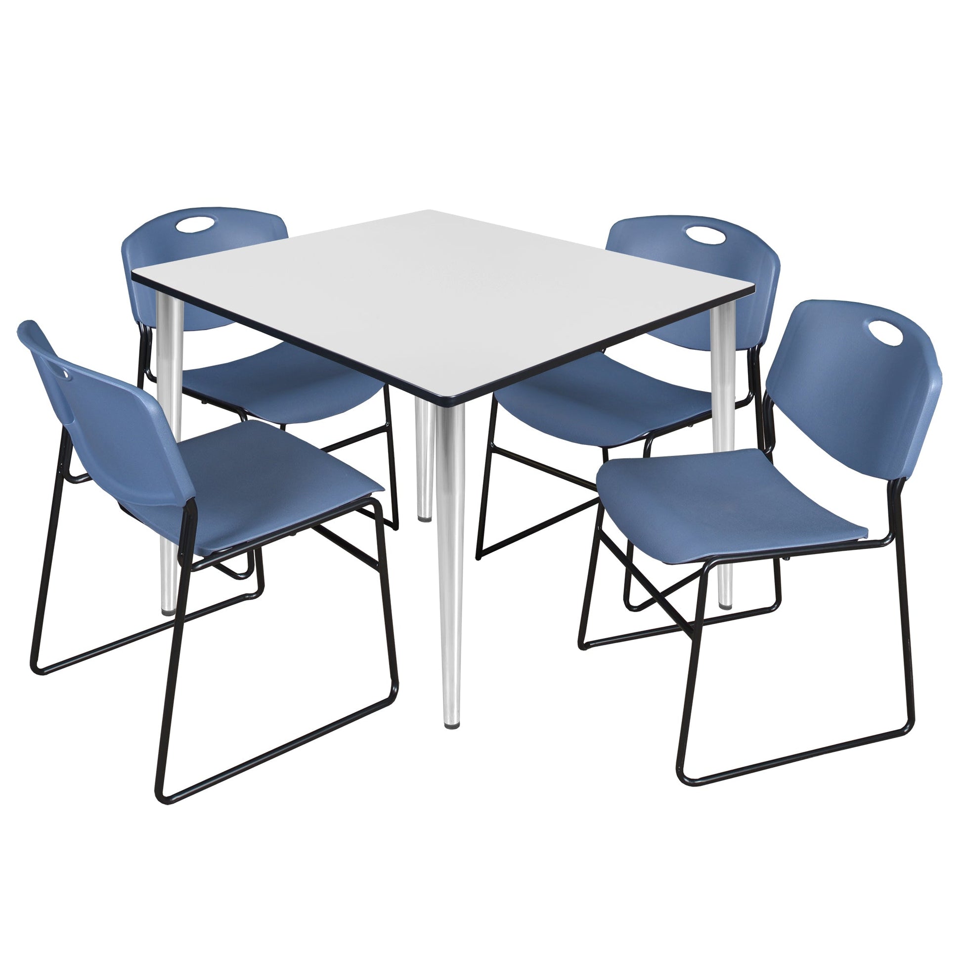 Regency Kahlo 48 in. Square Breakroom Table & 4 Zeng Stack Chairs - SchoolOutlet