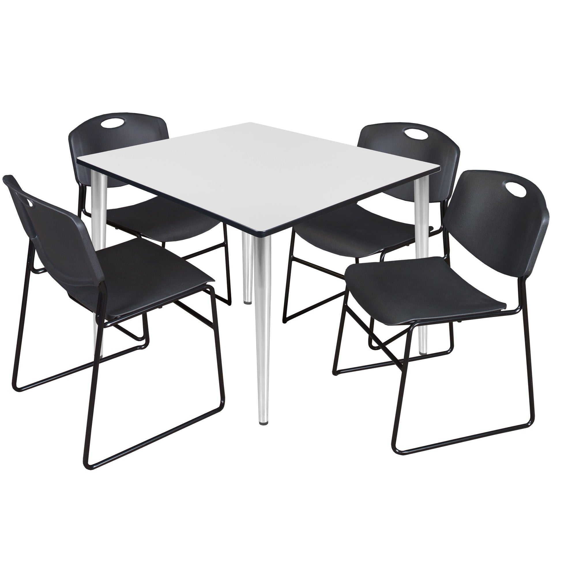 Regency Kahlo 48 in. Square Breakroom Table & 4 Zeng Stack Chairs - SchoolOutlet